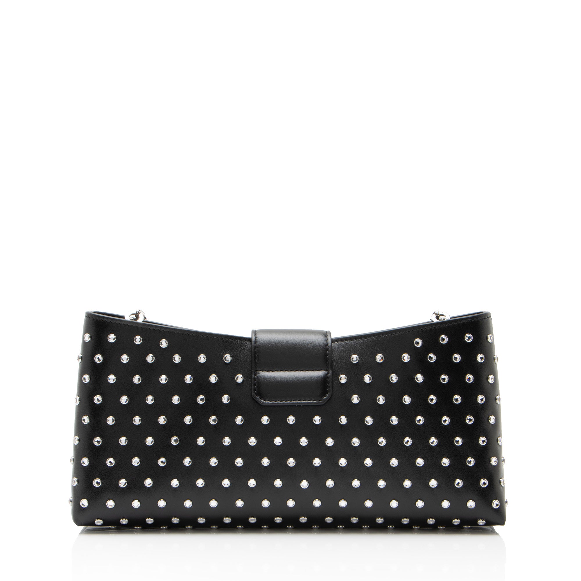 Ferragamo Leather Crystal Trifolio Chain Shoulder Bag