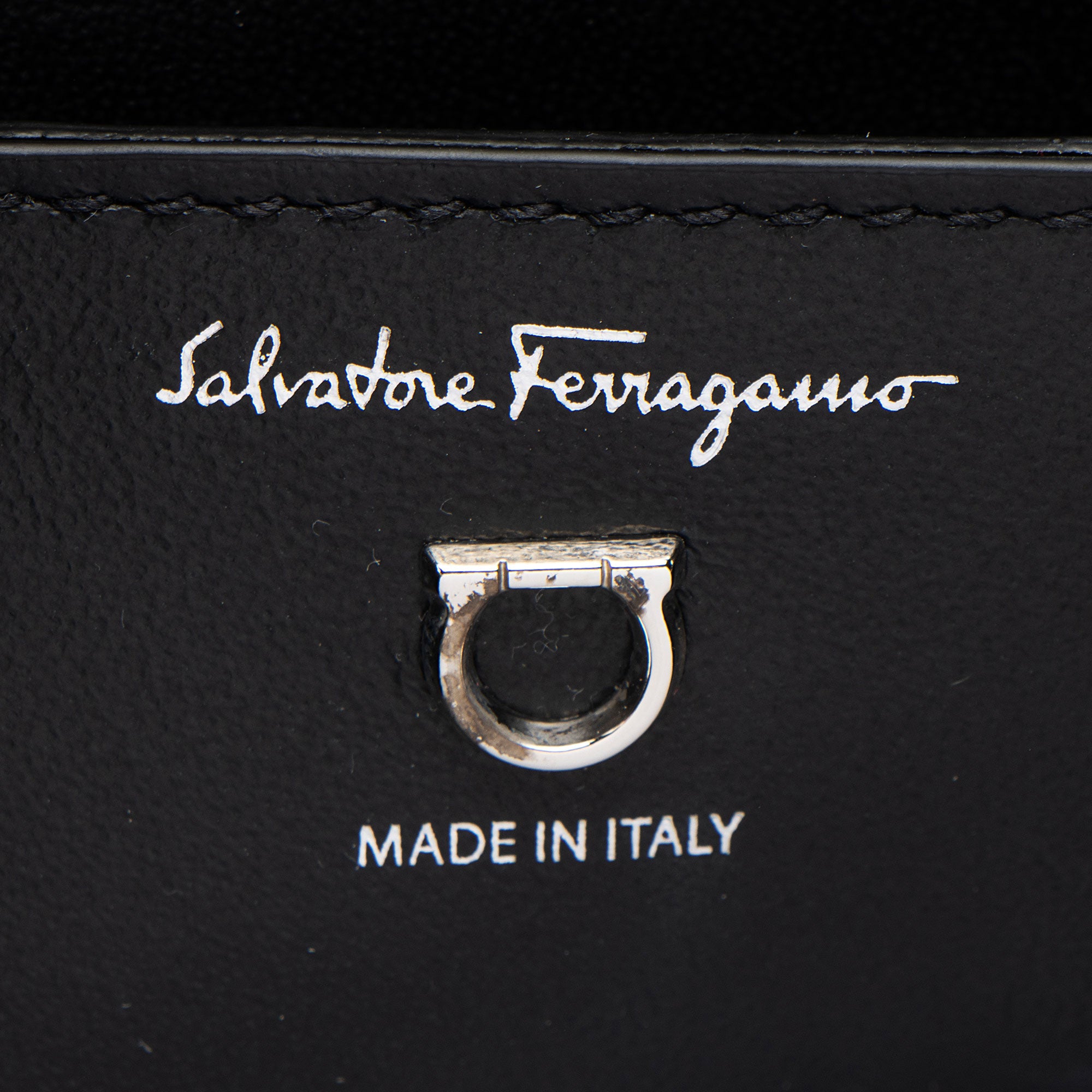 Ferragamo Leather Crystal Trifolio Chain Shoulder Bag
