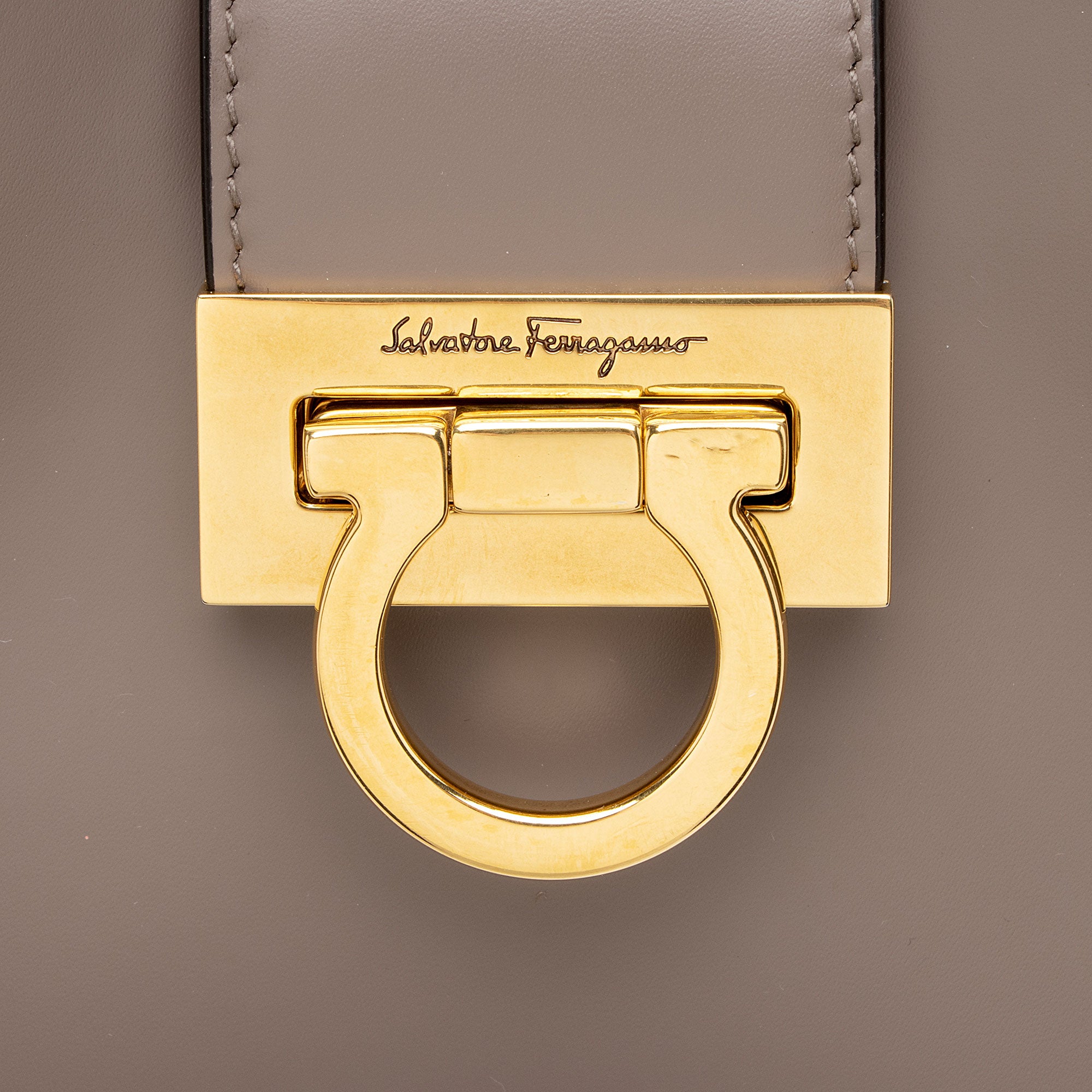 Ferragamo Leather Gancio Trifolio Large Shoulder Bag