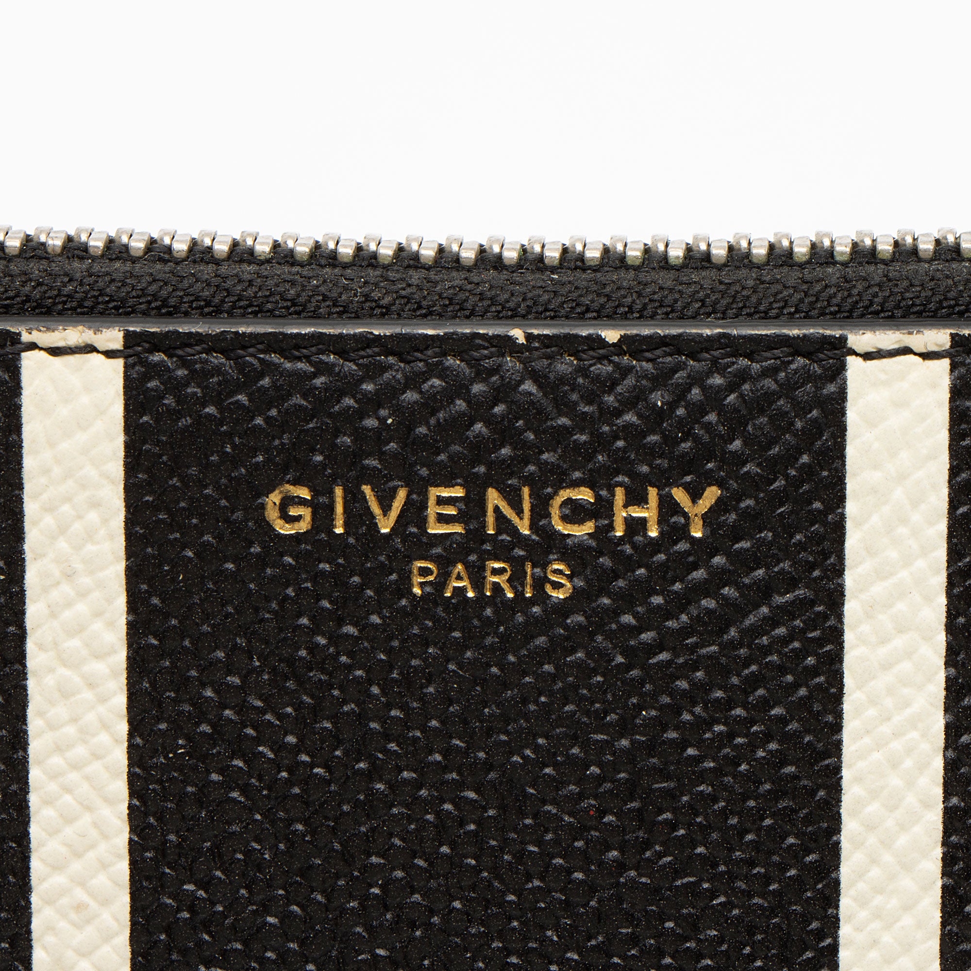 Givenchy Calfskin Striped Zip Pouch