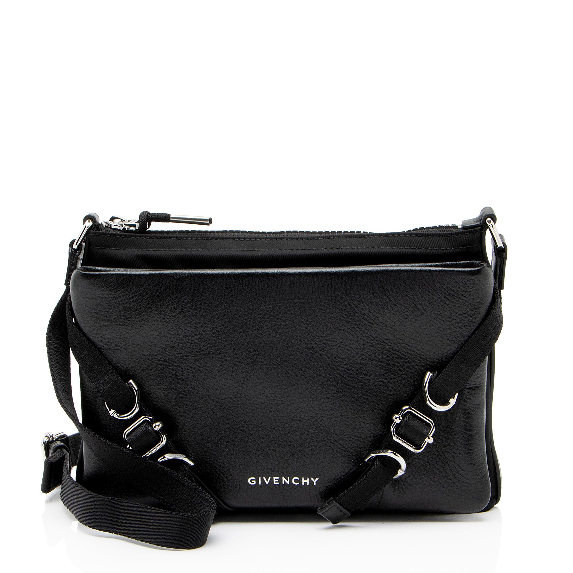 Givenchy Grained Leather Nylon Voyou Skinny Crossbody