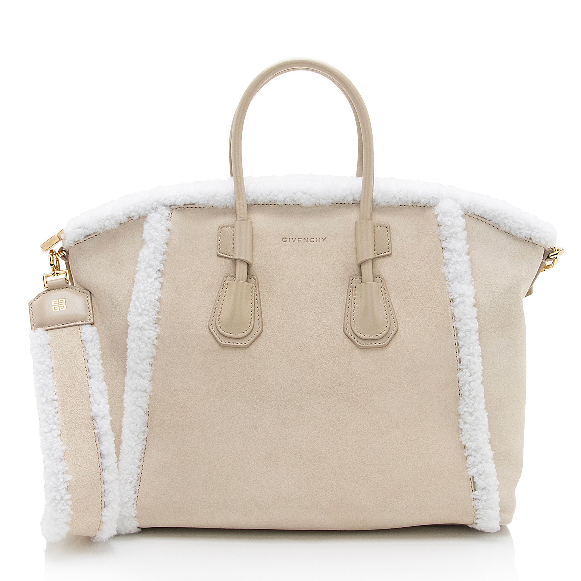 Givenchy Suede Shearling Antigona Small Satchel (SHF-JX84jh)