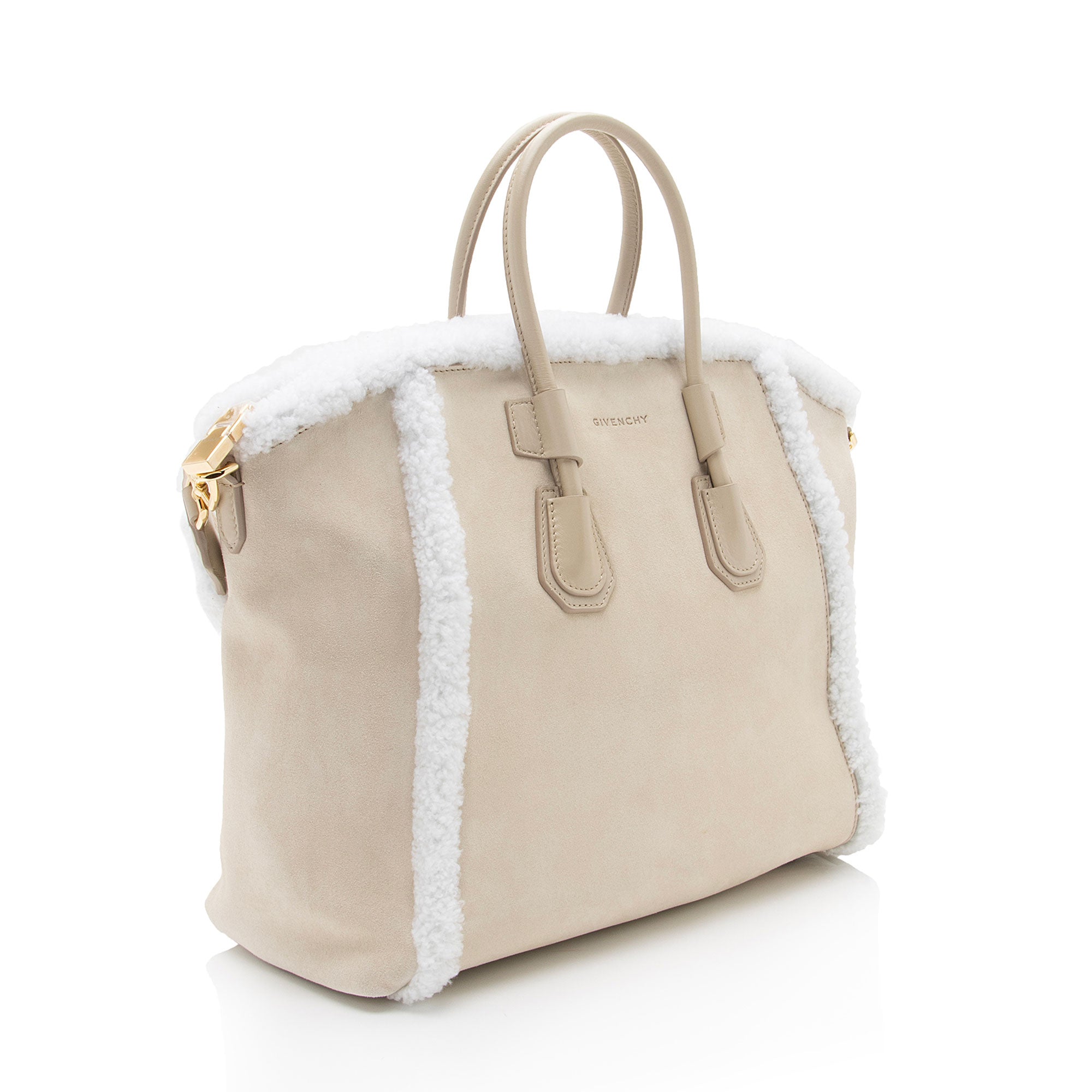 Givenchy Suede Shearling Antigona Small Satchel (SHF-JX84jh)