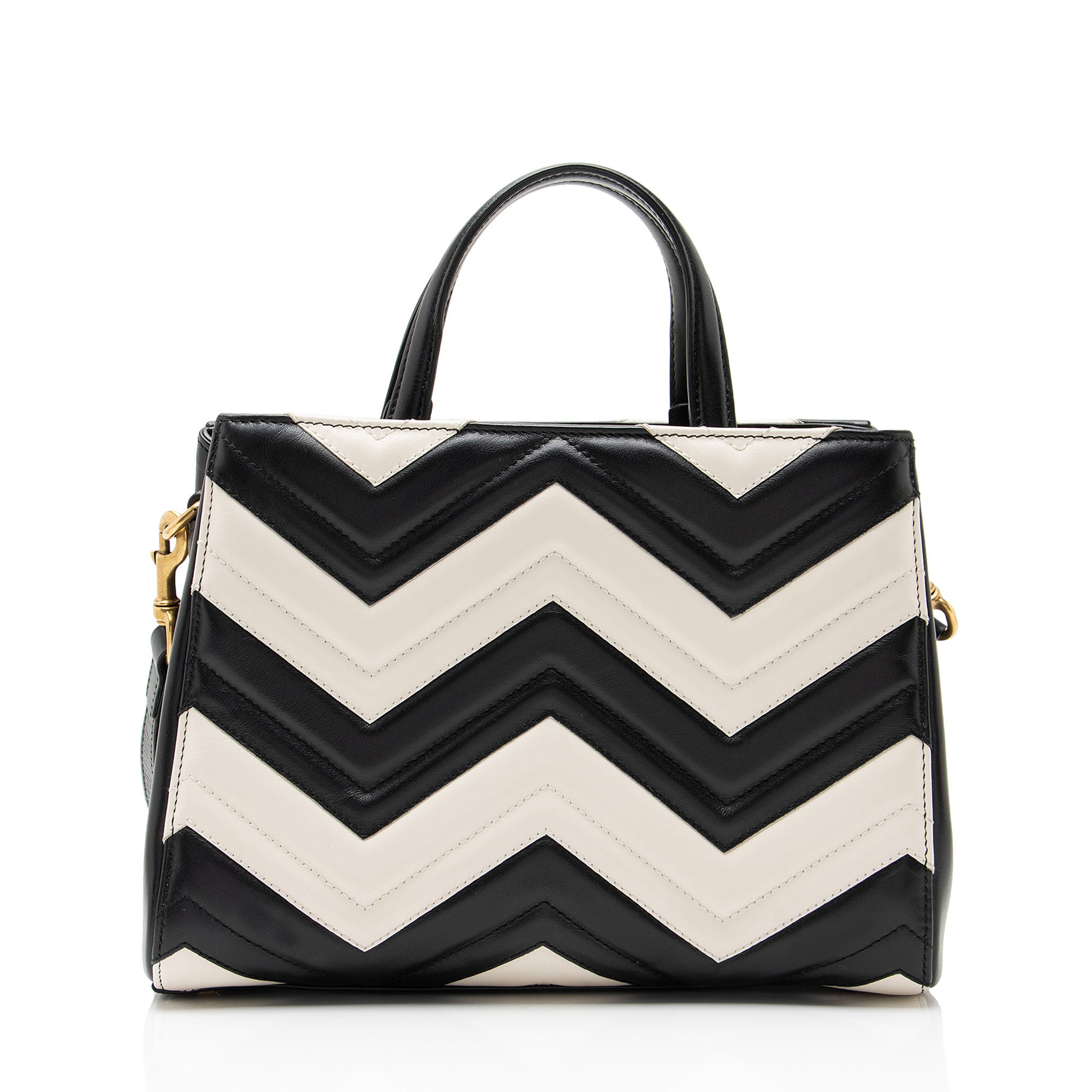 Gucci Bicolor Matelasse Leather GG Marmont Top Handle Small Satchel