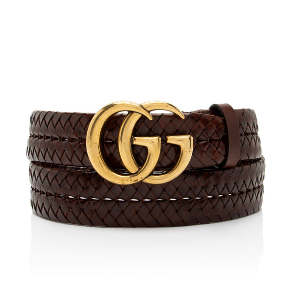 Gucci Braided Leather GG Marmont Belt - Size 38 / 95 (SHF-Ia2QCH)