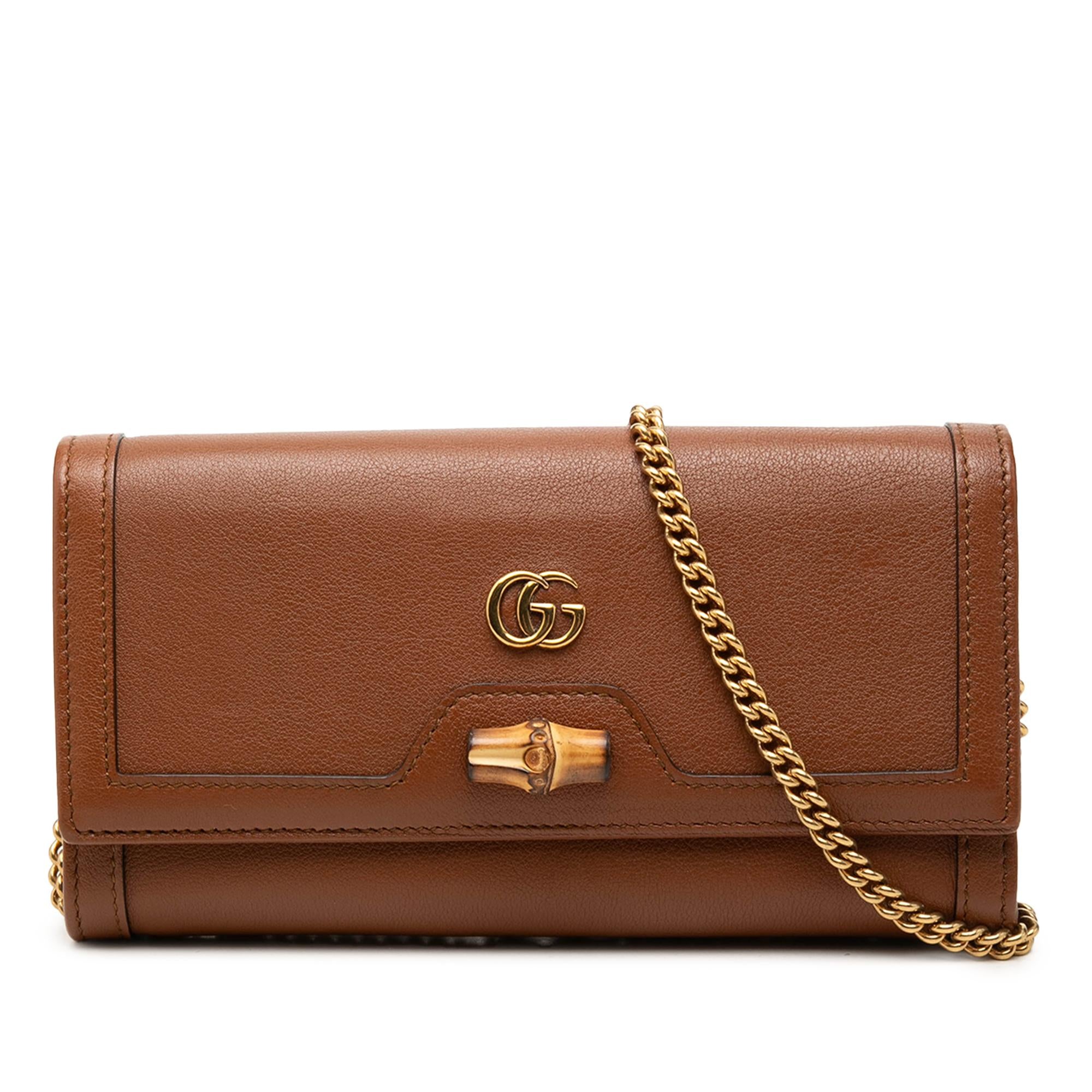 Gucci Calfskin Bamboo Diana Wallet on Chain