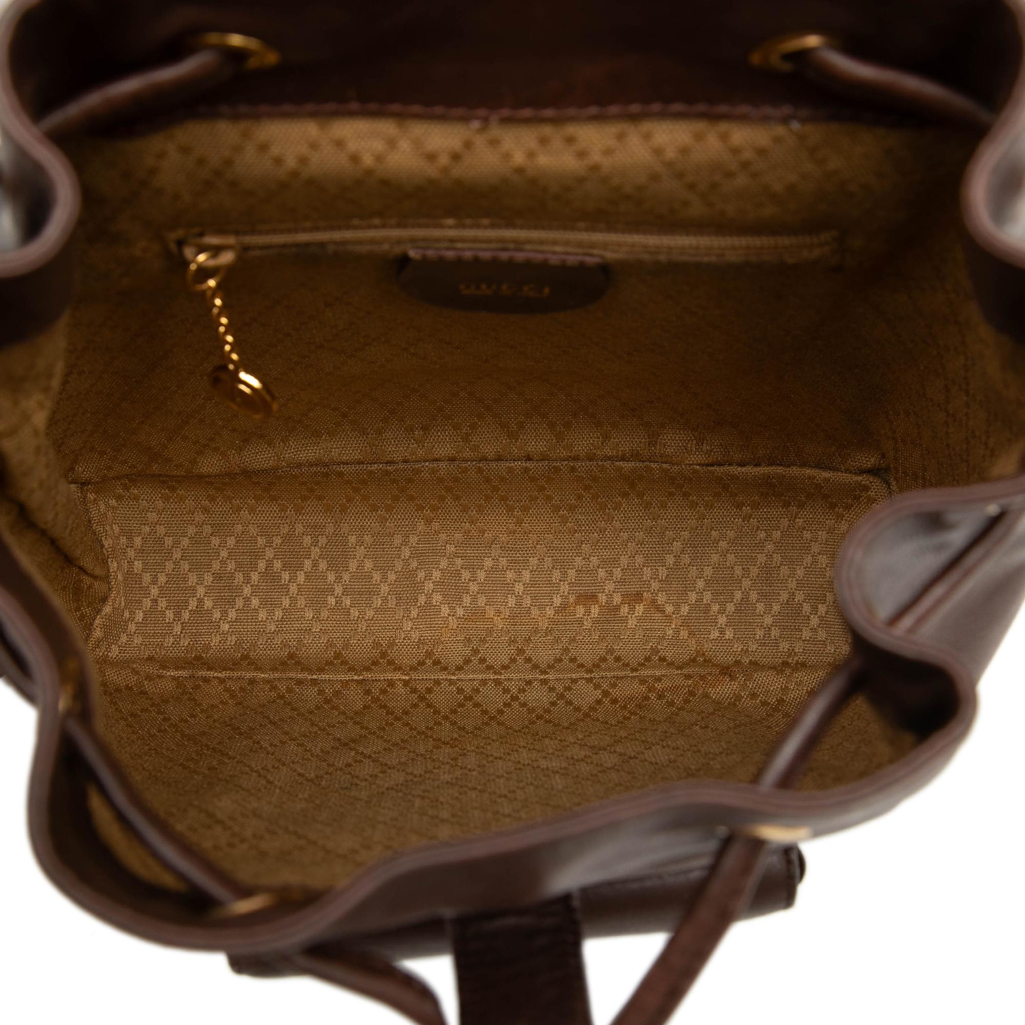 Gucci Calfskin Bamboo Drawstring Backpack