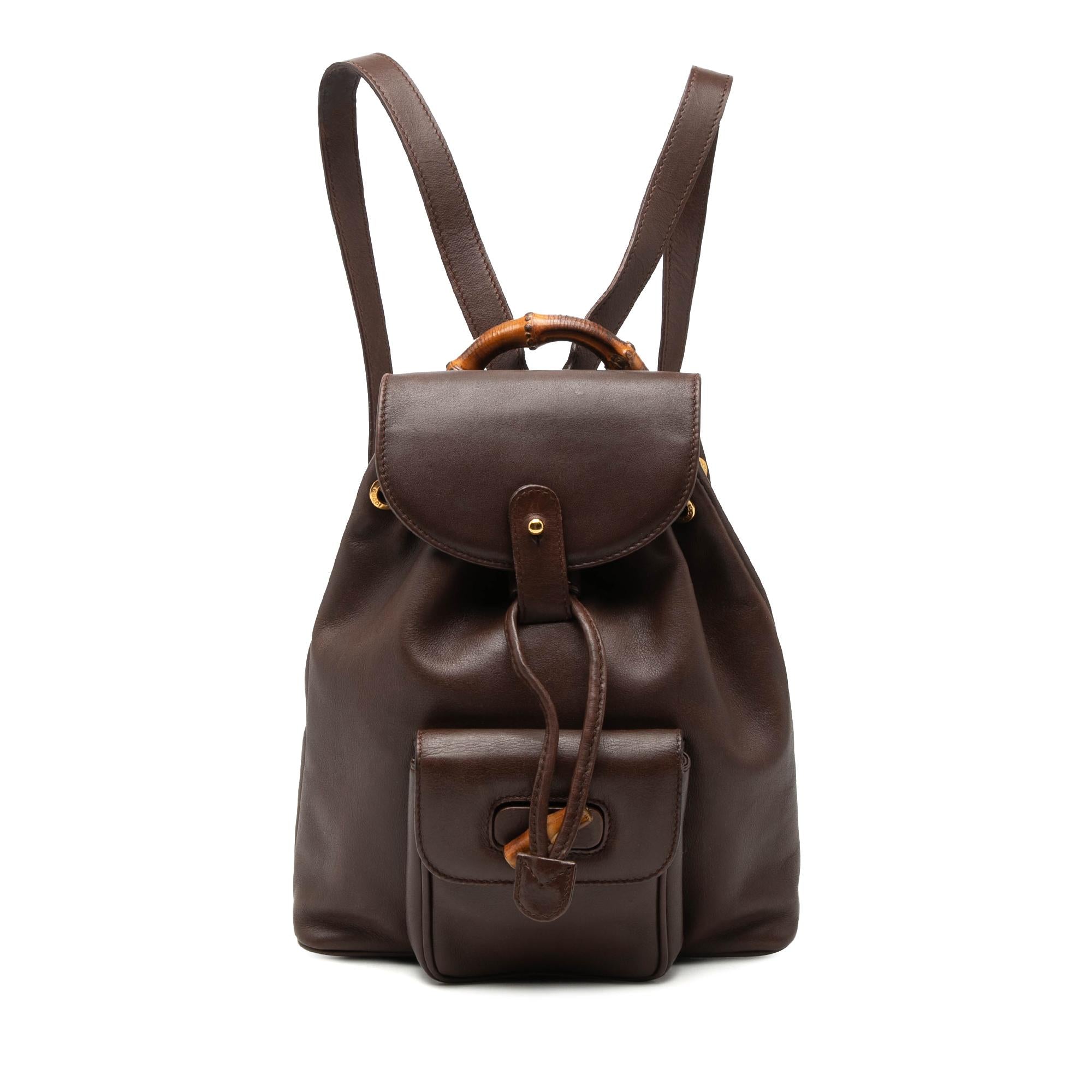 Gucci Calfskin Bamboo Drawstring Backpack