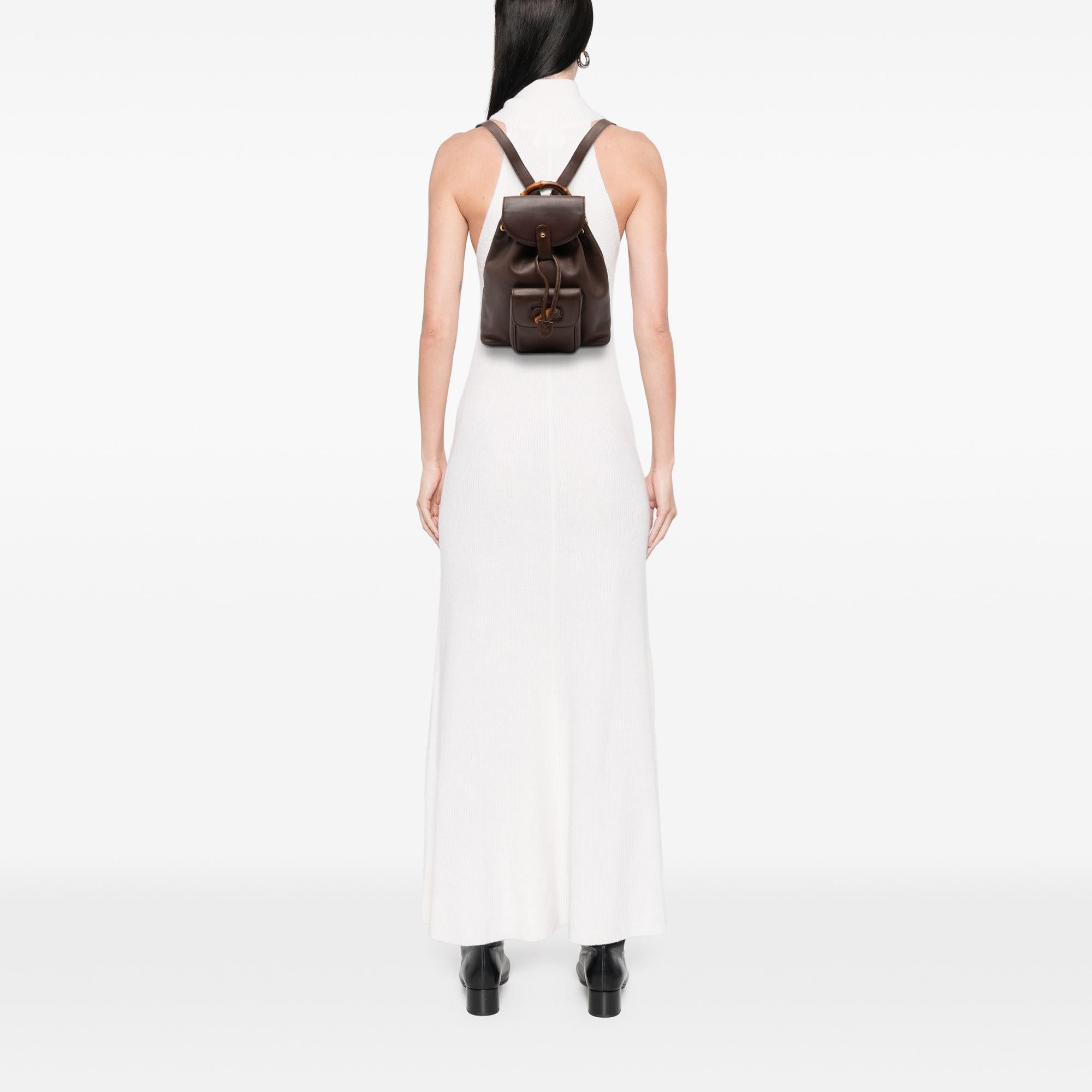 Gucci Calfskin Bamboo Drawstring Backpack