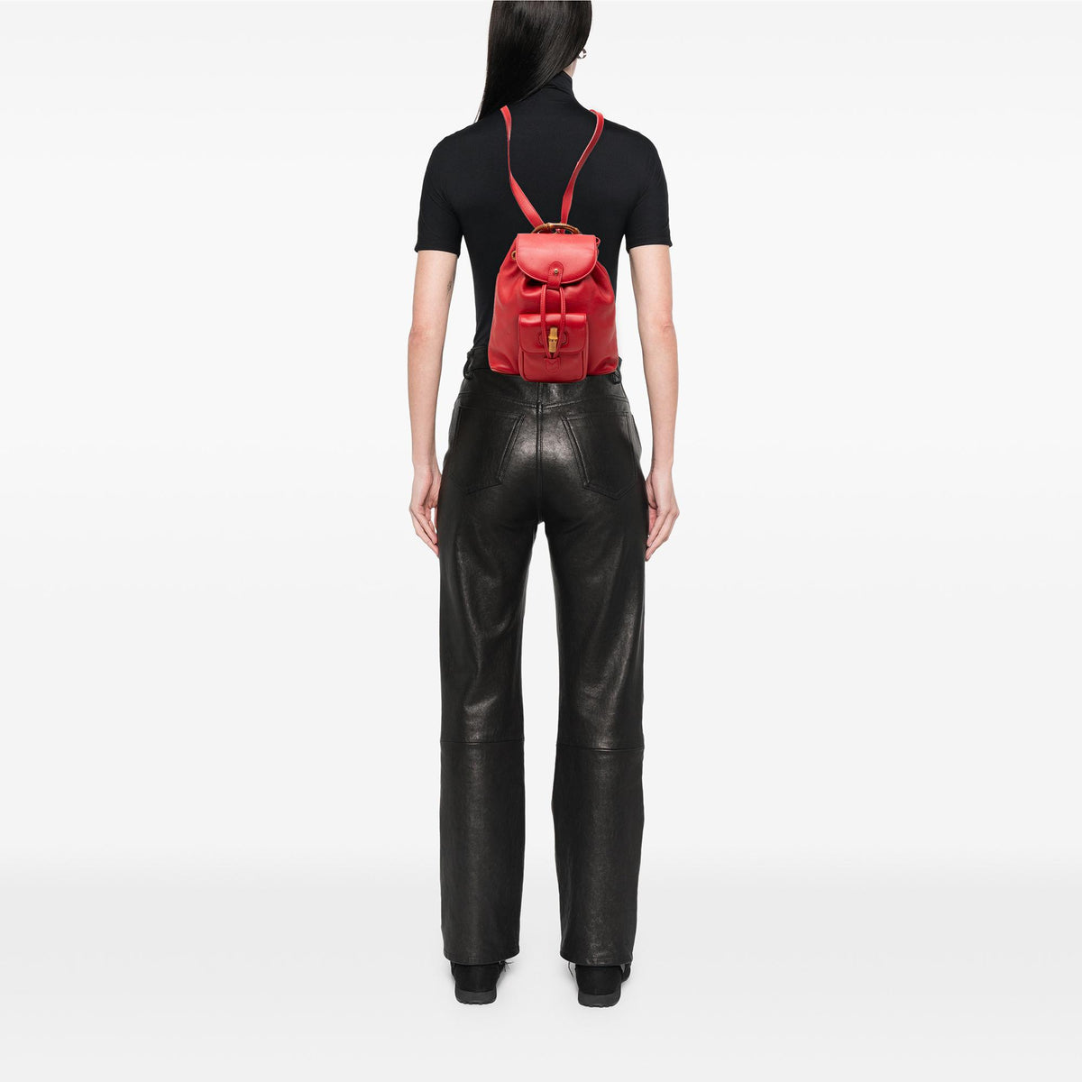 Gucci Calfskin Bamboo Drawstring Backpack