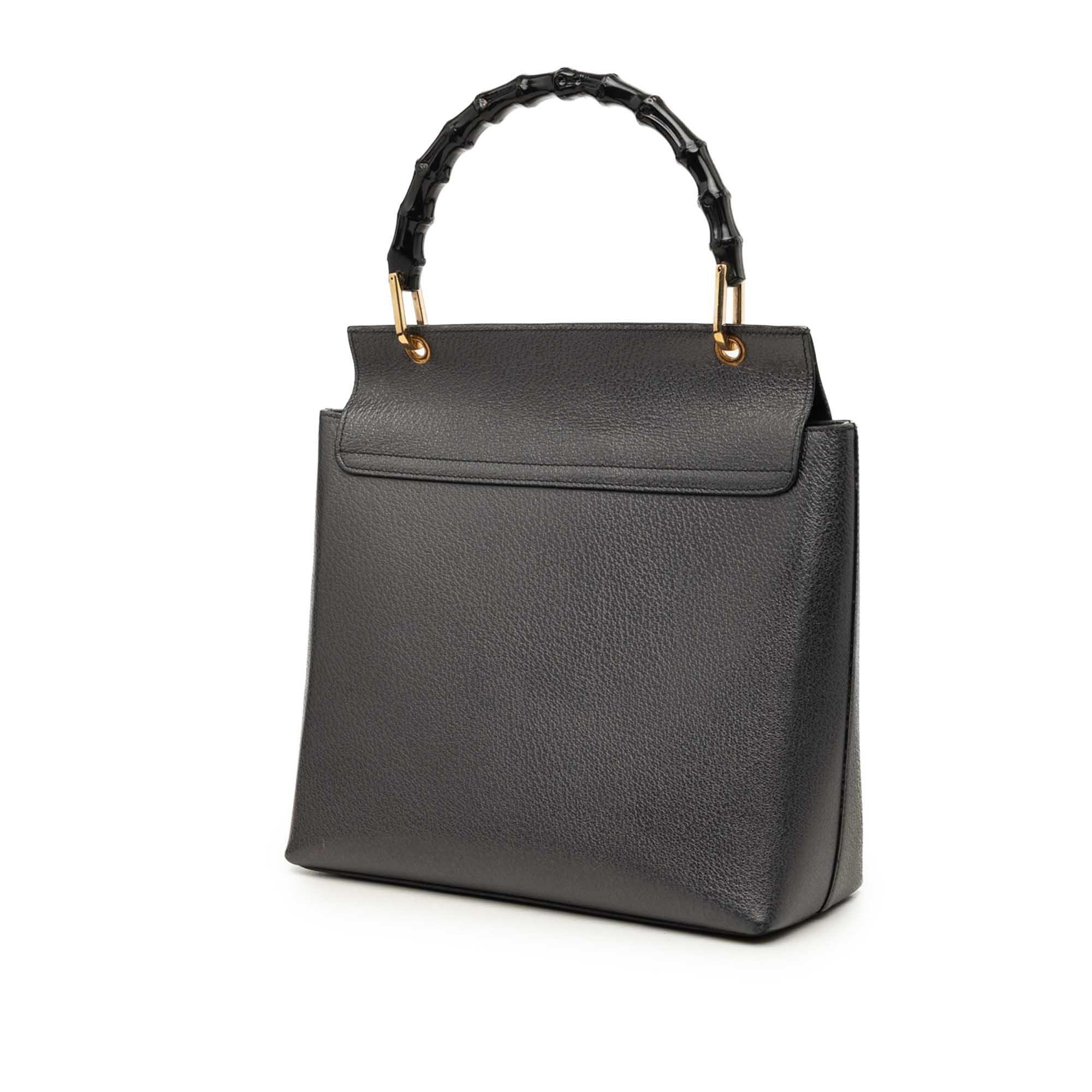 Gucci Calfskin Bamboo Flap Top Handle Bag