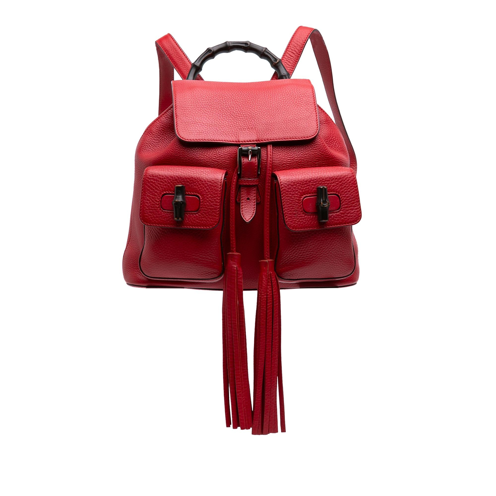 Gucci Calfskin Bamboo Tassel Drawstring Backpack