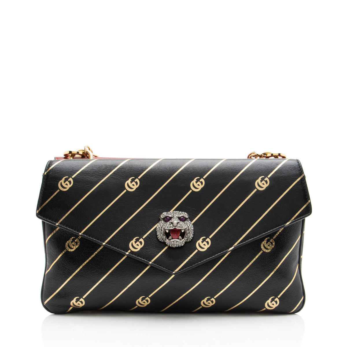 Gucci Calfskin Diagonal GG Thiara Double Shoulder Bag