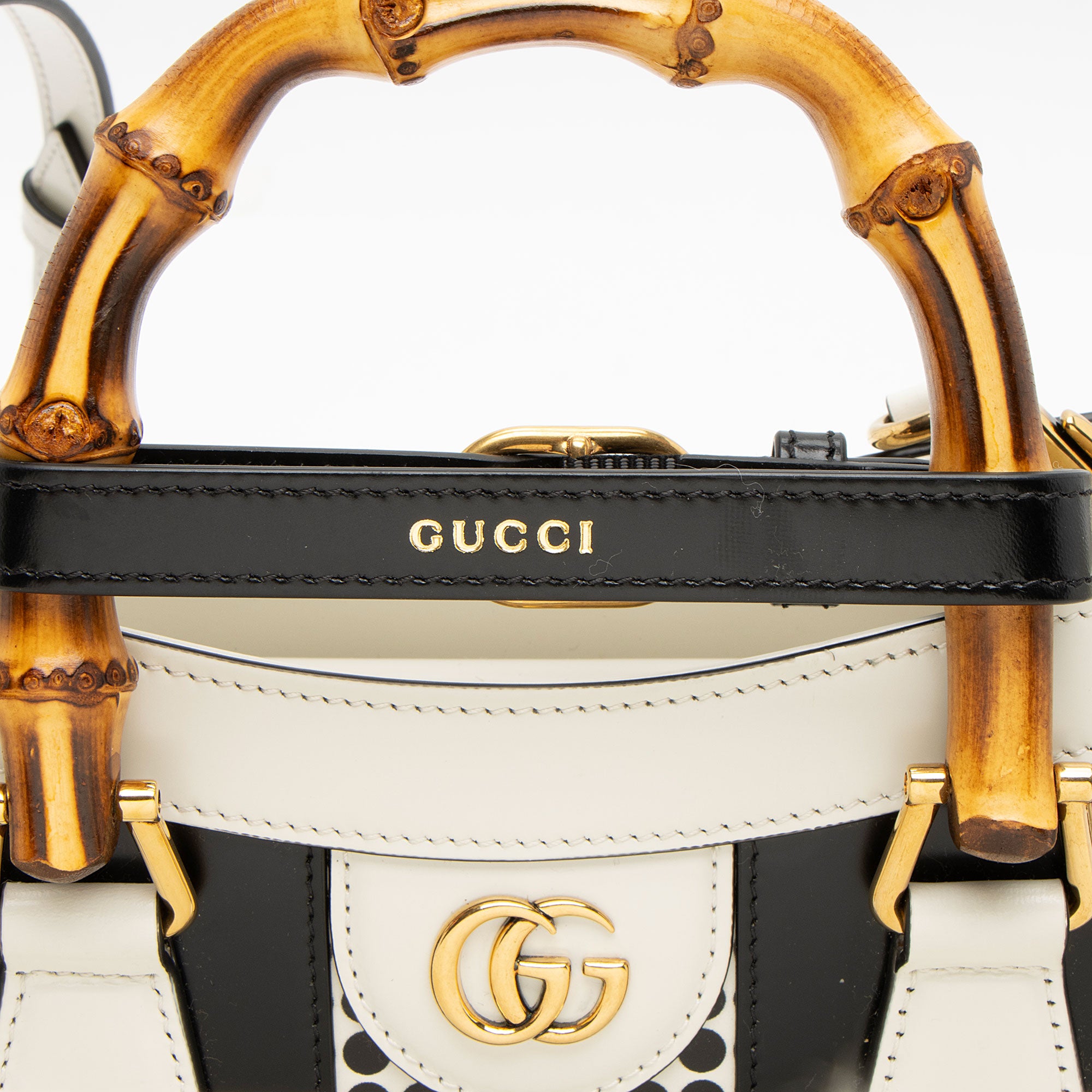 Gucci Calfskin Geometric Inlay Diana Small Tote (SHF-31a6lc)
