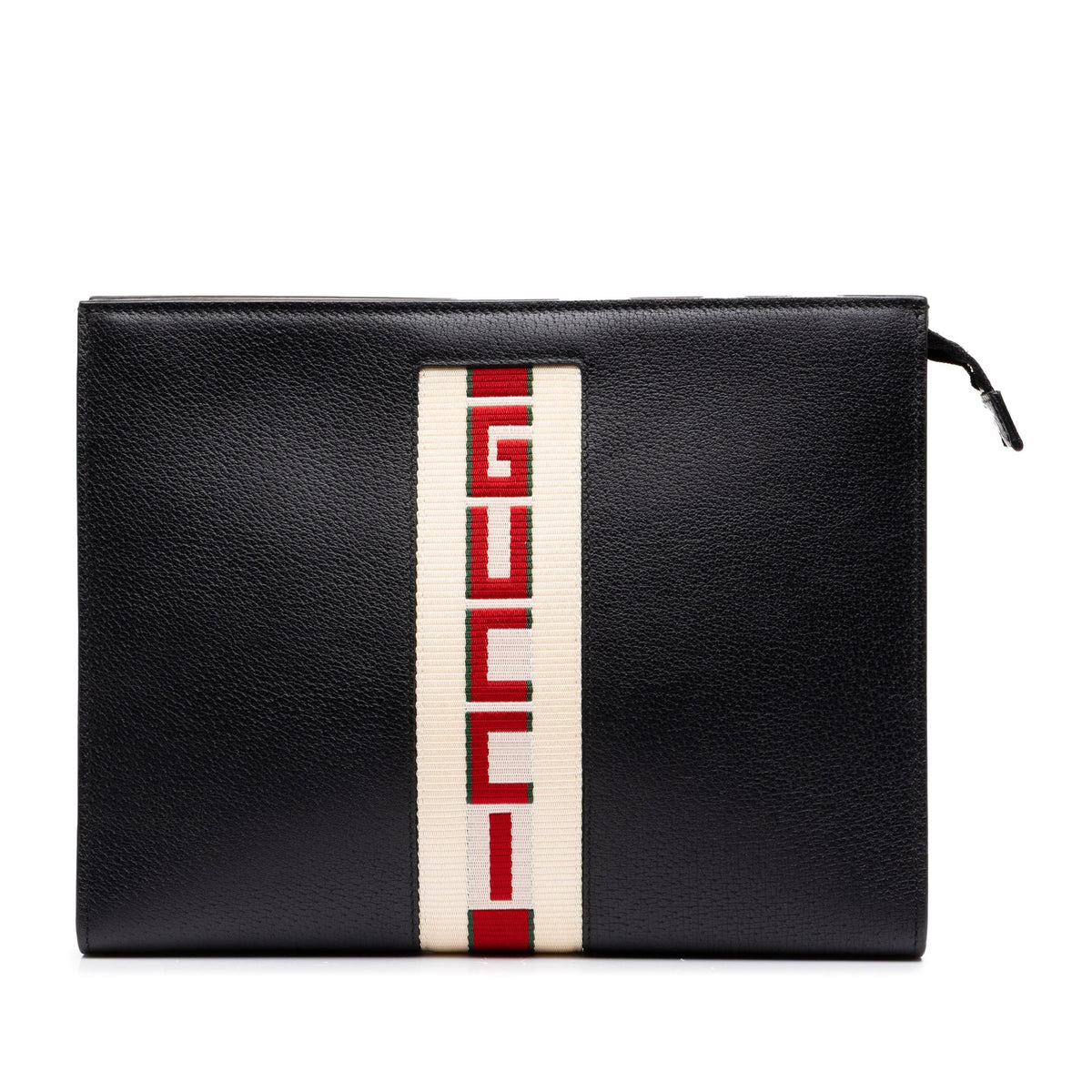 Gucci Calfskin Logo Stripe New Web Clutch