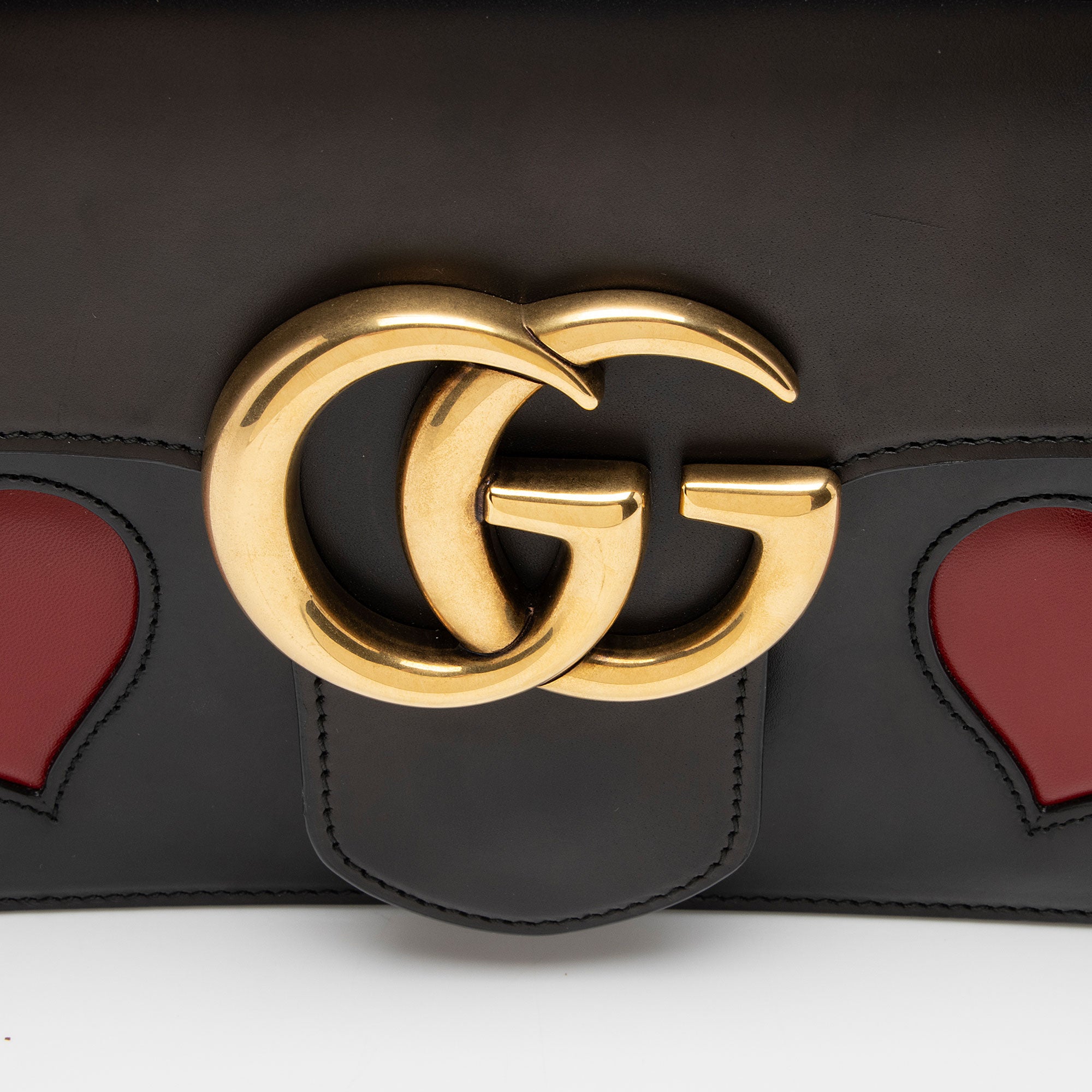 Gucci Calfskin Malaga Kid Heart GG Marmont Medium Flap Bag