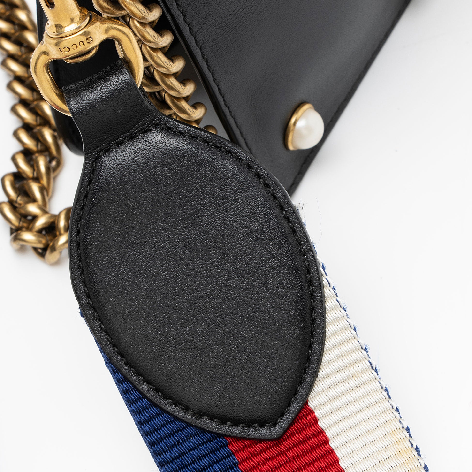 Gucci Calfskin Pearl Bee Broadway Mini Shoulder Bag