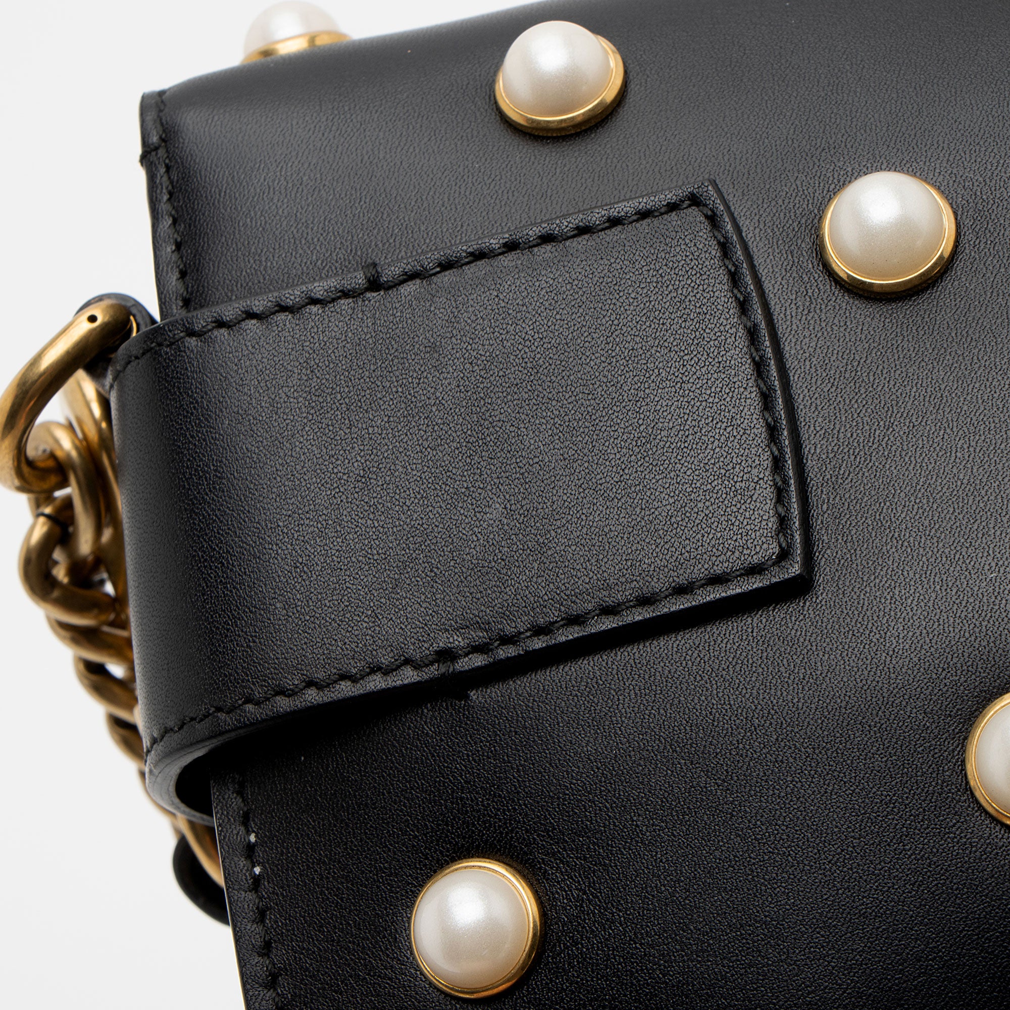 Gucci Calfskin Pearl Tiger Broadway Mini Shoulder Bag