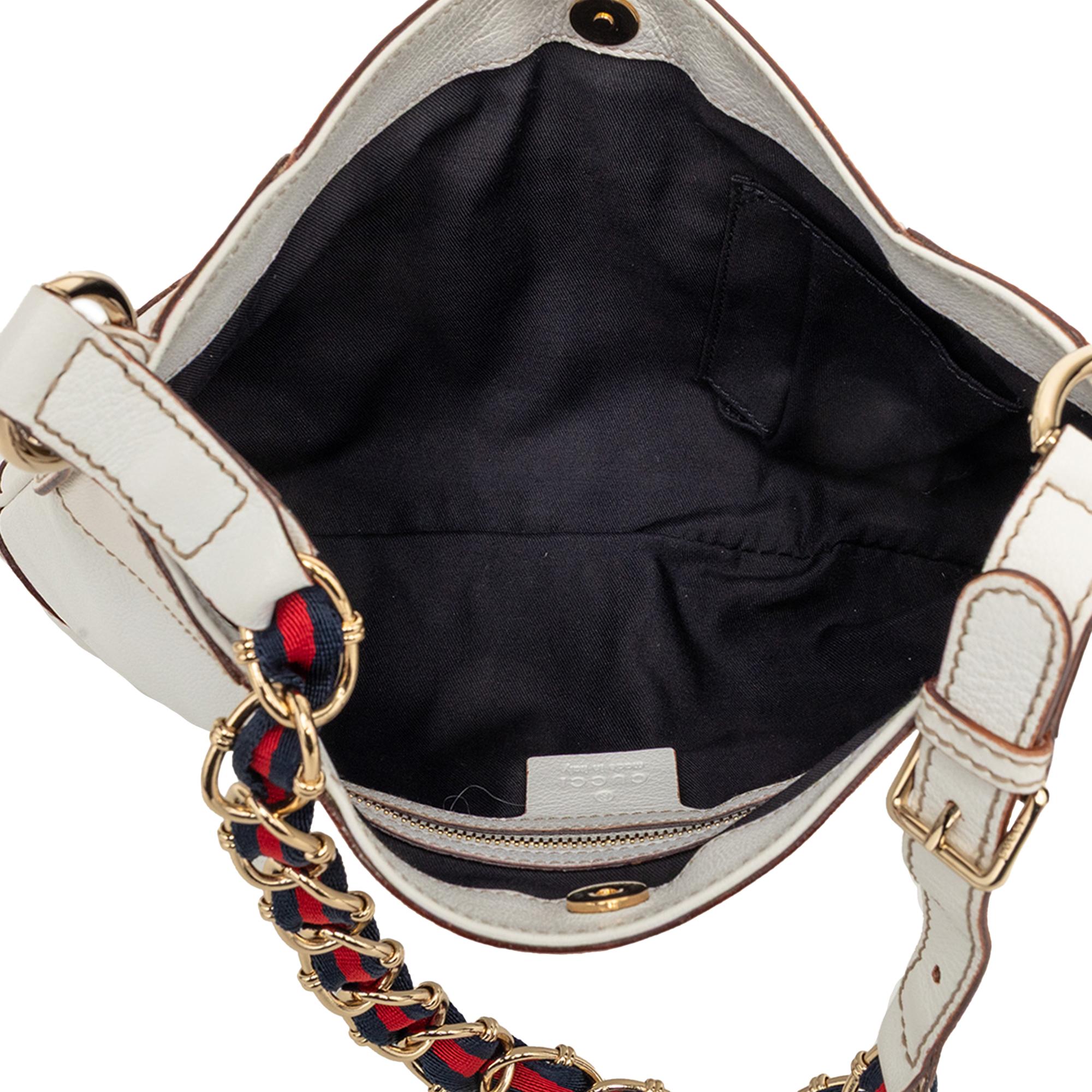Gucci Calfskin Web Capri Ranch Kid Shoulder Bag