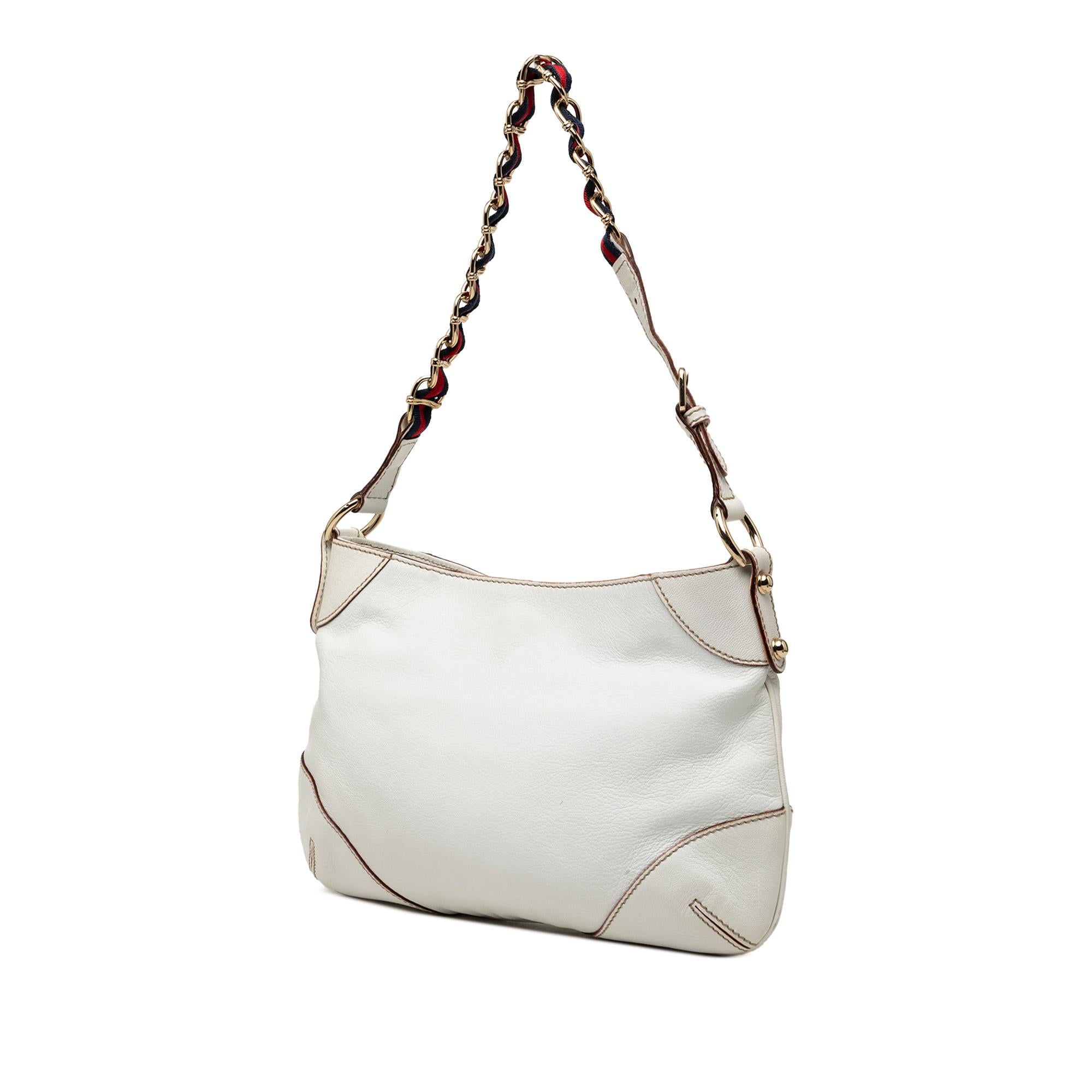 Gucci Calfskin Web Capri Ranch Kid Shoulder Bag