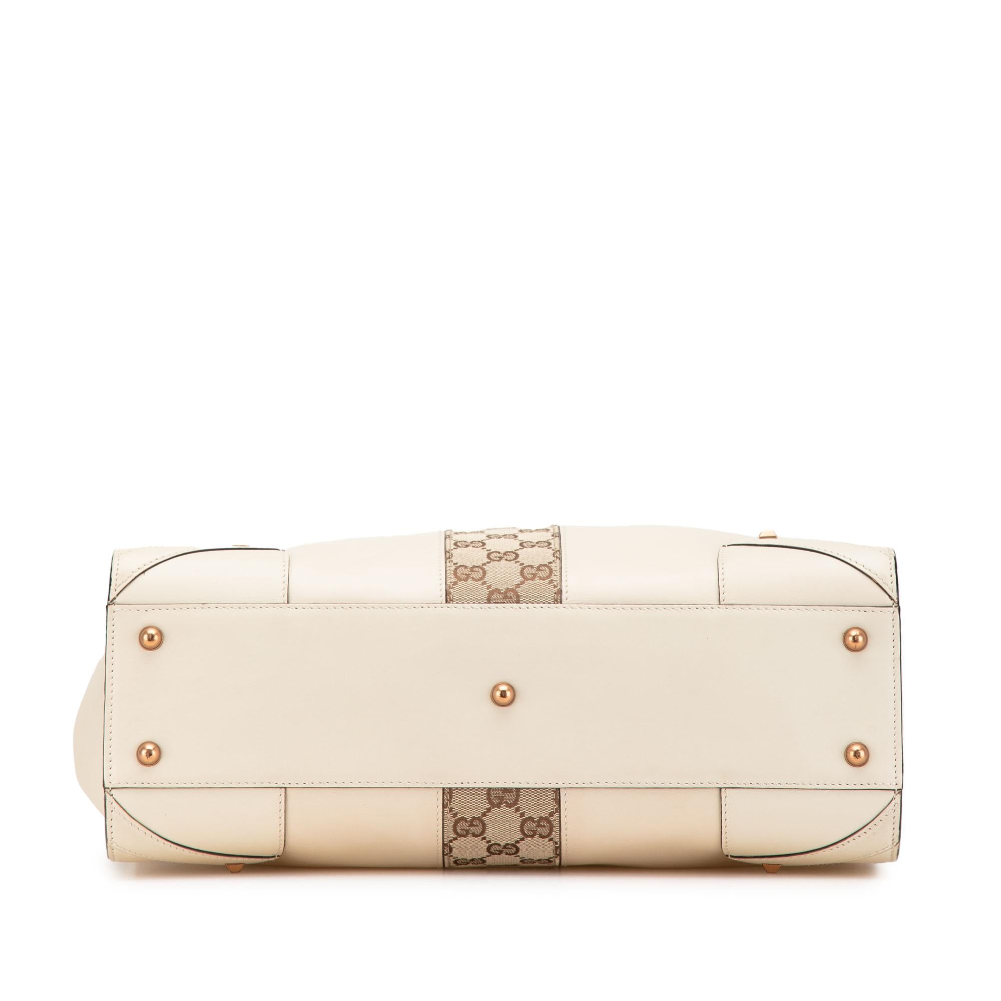 Gucci Calfskin and GG Canvas Nailhead Tote