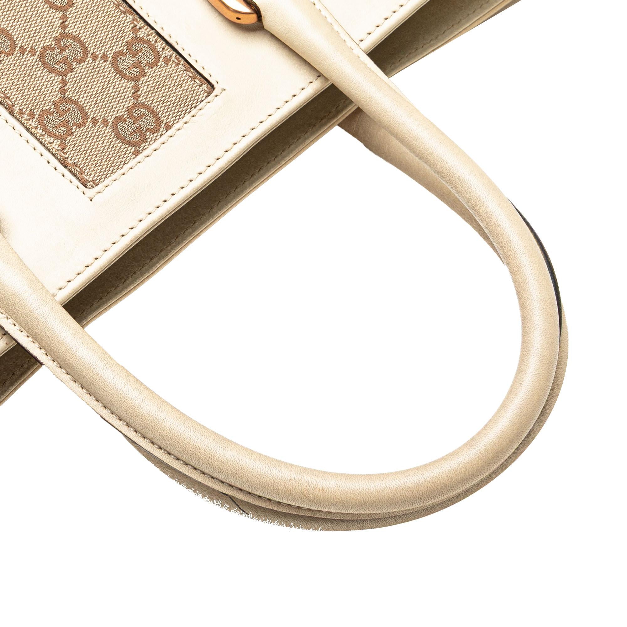 Gucci Calfskin and GG Canvas Nailhead Tote