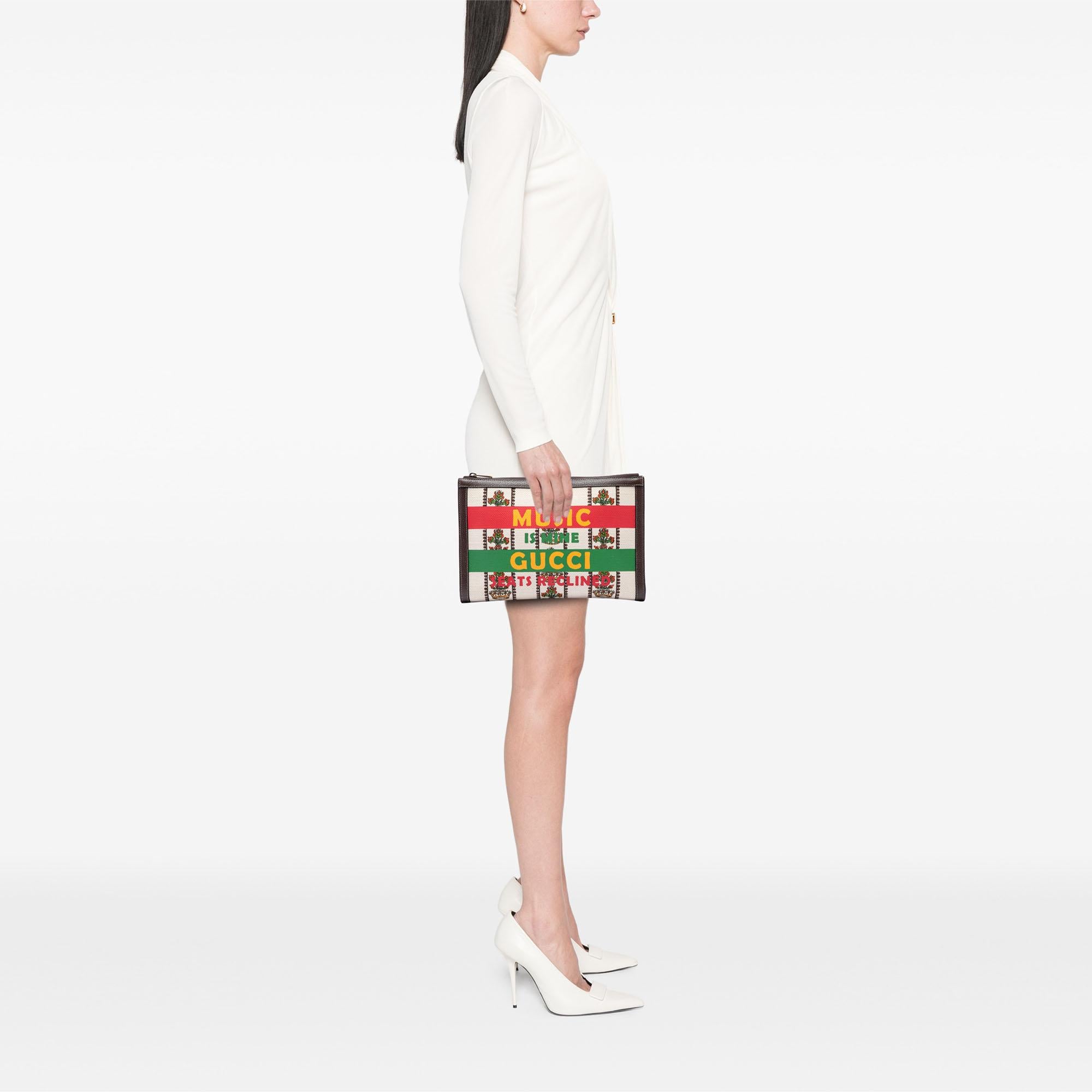 Gucci Canvas 100 Centennial Music is Mine Clutch