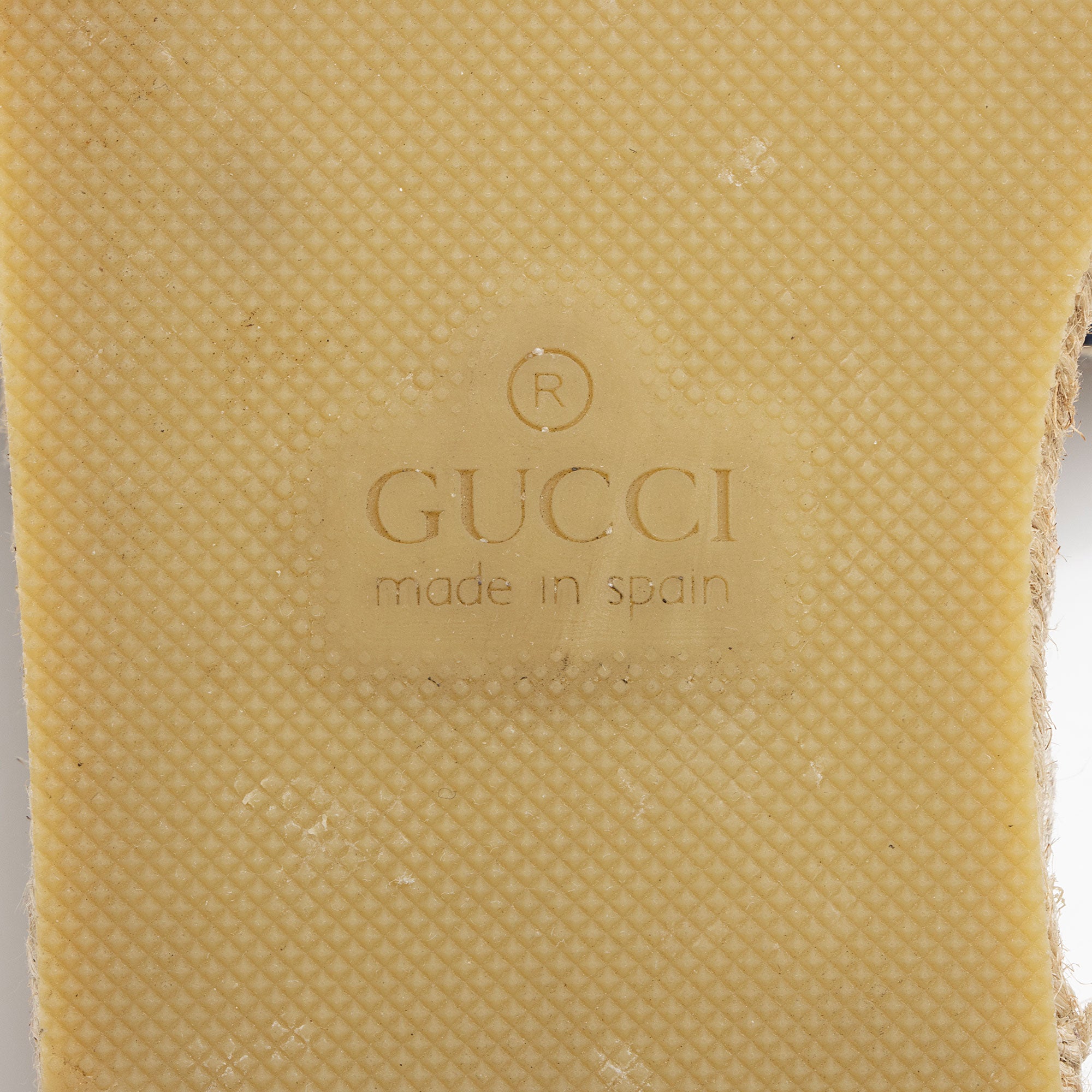 Gucci Canvas Embroidered Interlocking G Pilar Espadrille Slides - Size 7 / 37