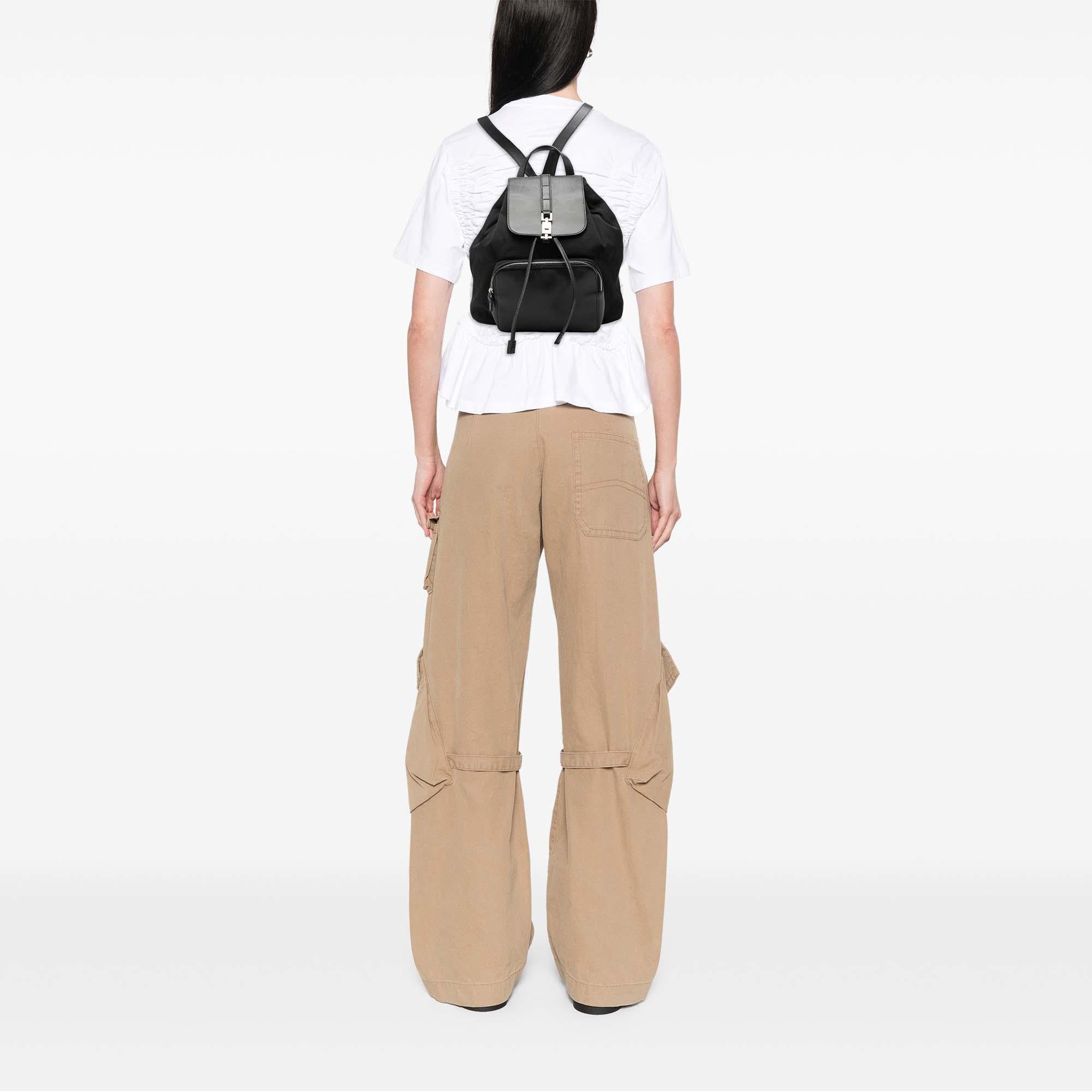 Gucci Canvas and Calfskin Jackie Drawstring Backpack