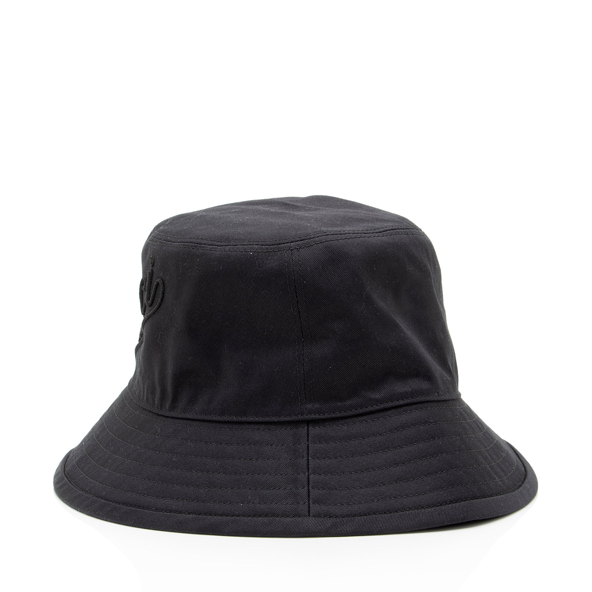 Gucci Cotton Embroidered Script Logo Bucket Hat - Size M