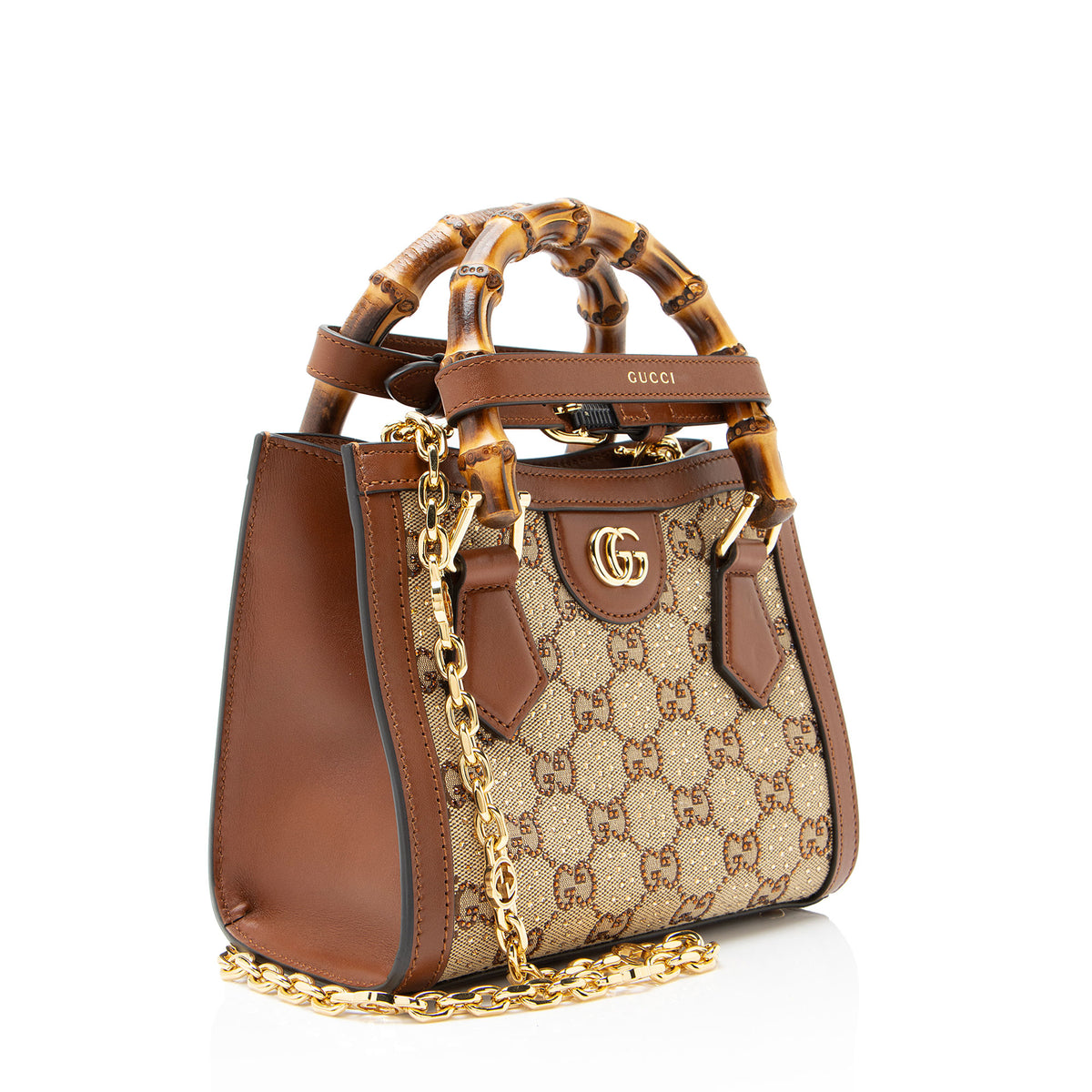 Gucci Crystal GG Canvas Bamboo Diana Mini Tote