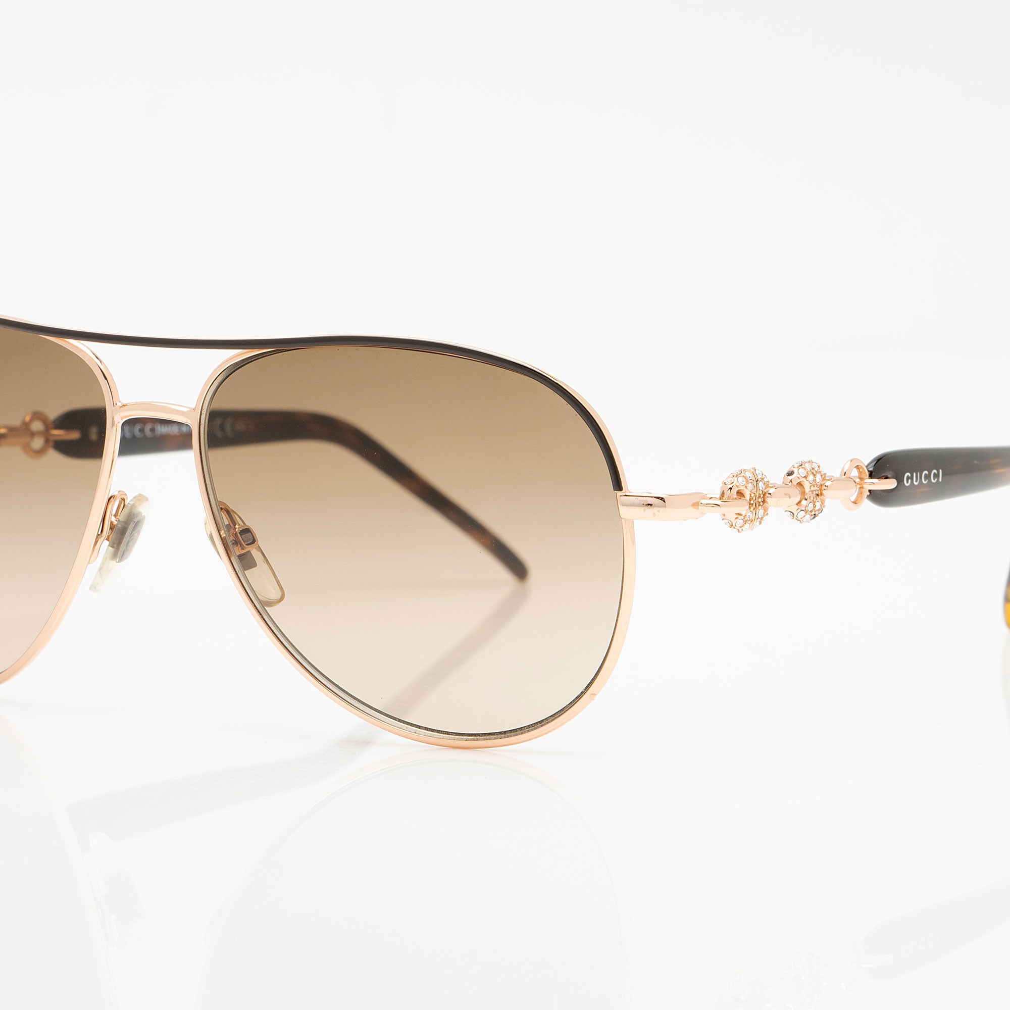 Gucci Crystal Marina Chain Aviator Sunglasses