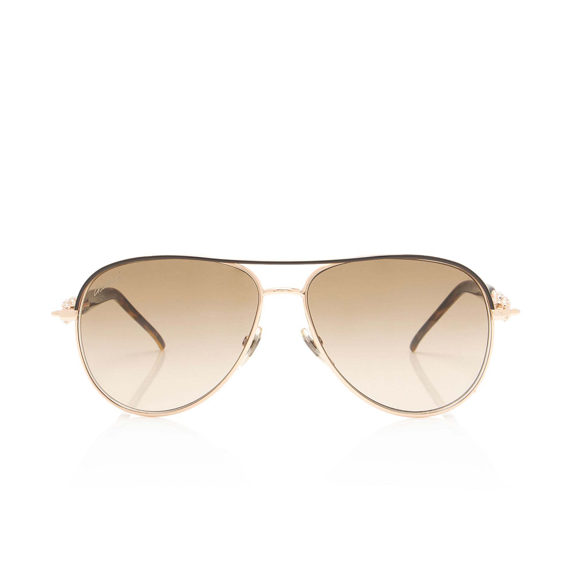 Gucci Crystal Marina Chain Aviator Sunglasses