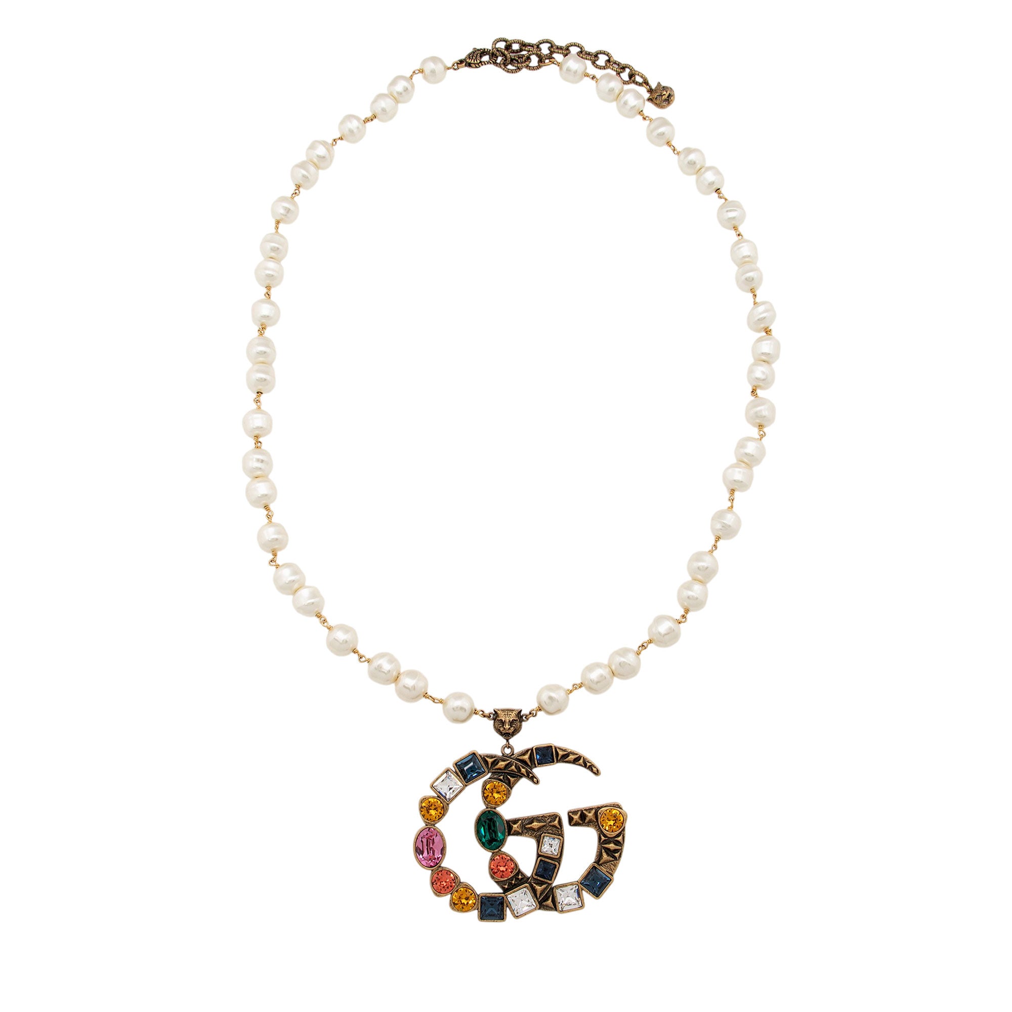 Gucci Crystal Pearl GG Necklace