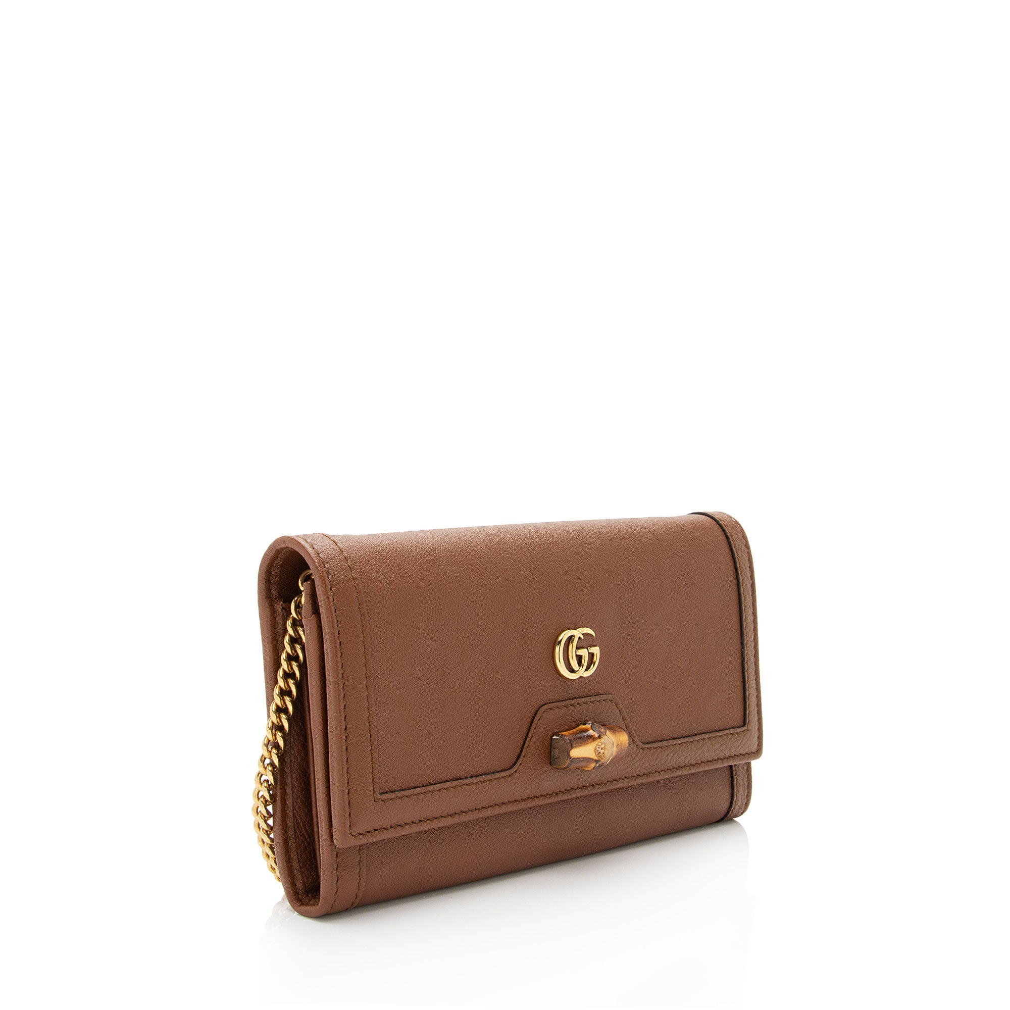 Gucci Leather Bamboo Diana Chain Wallet (SHF-bkBLXN)