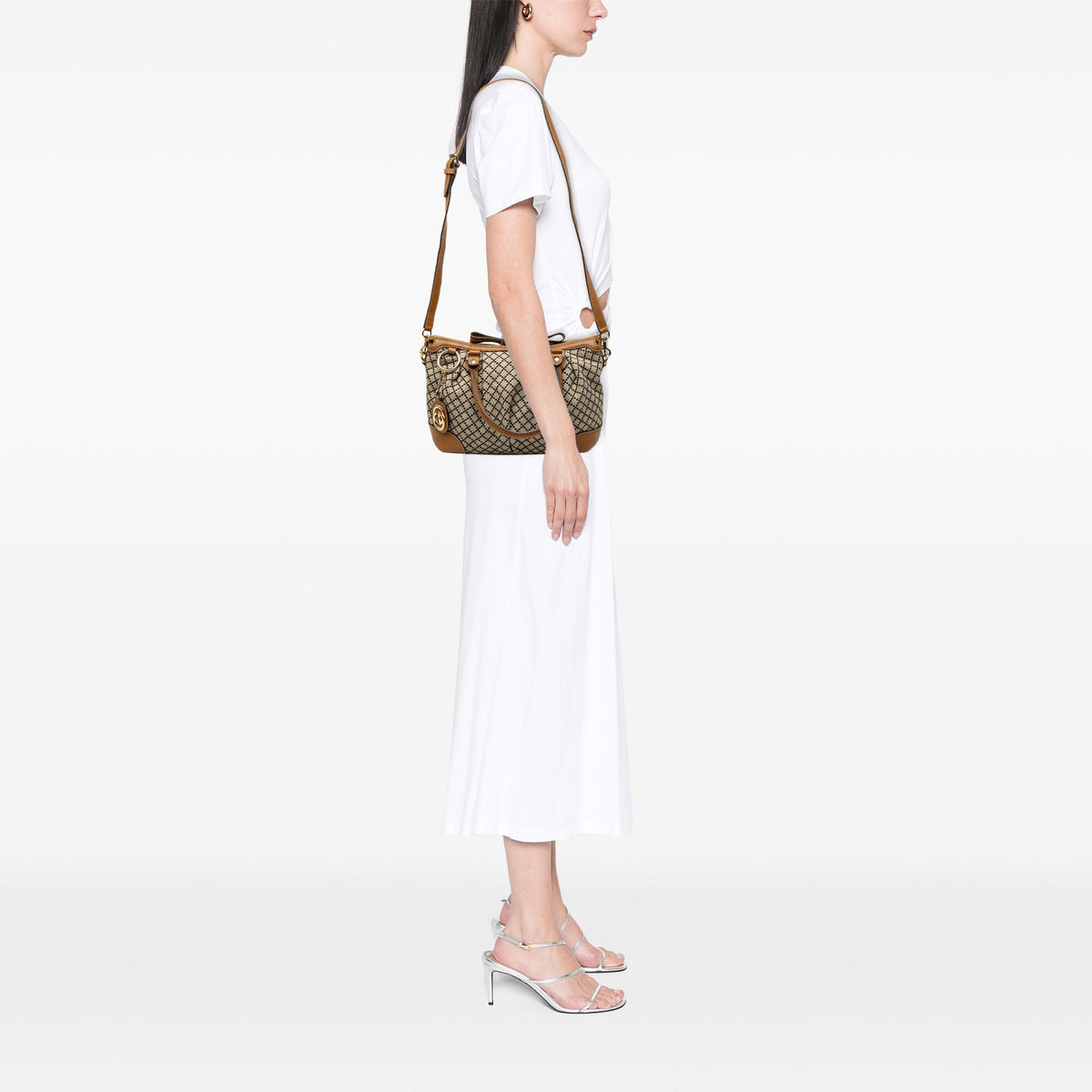 Gucci Diamante Canvas Sukey Satchel