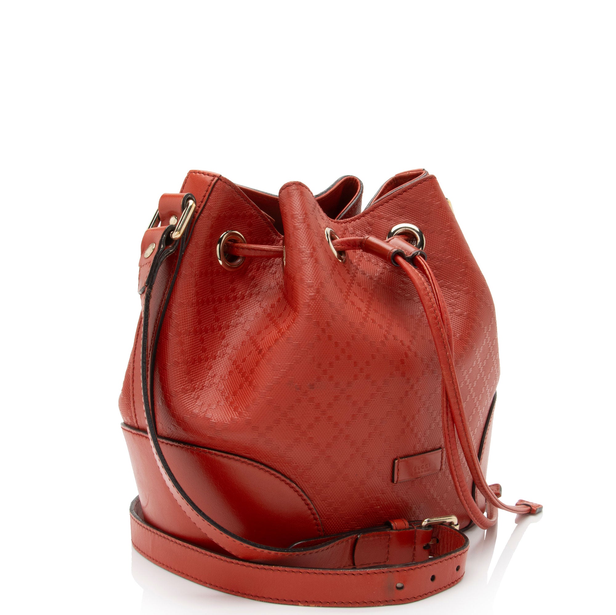 Gucci Diamante Leather Bright Bucket Bag (SHF-wHyMri)