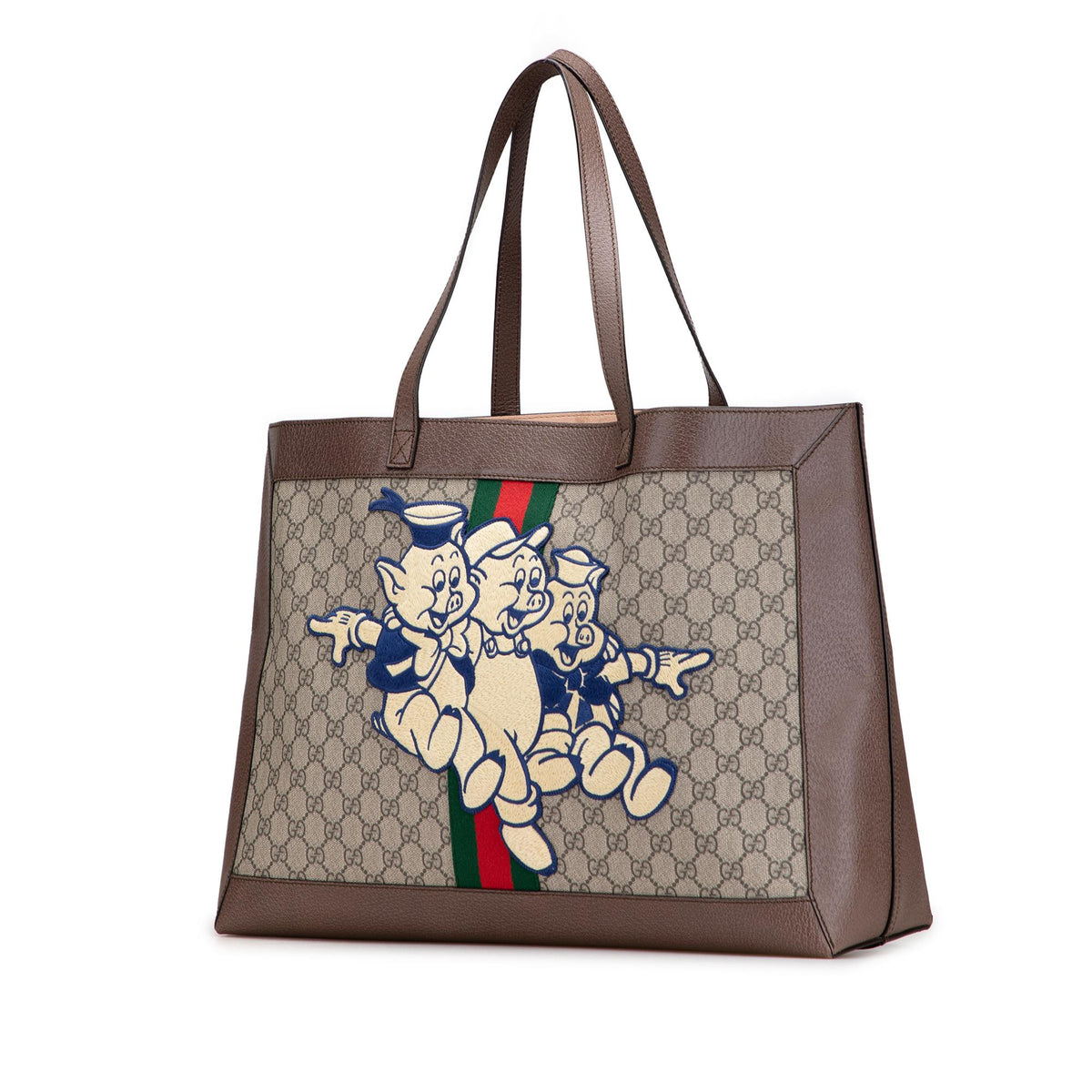 Gucci Disney Medium GG Supreme Three Little Pigs Web Ophidia Tote