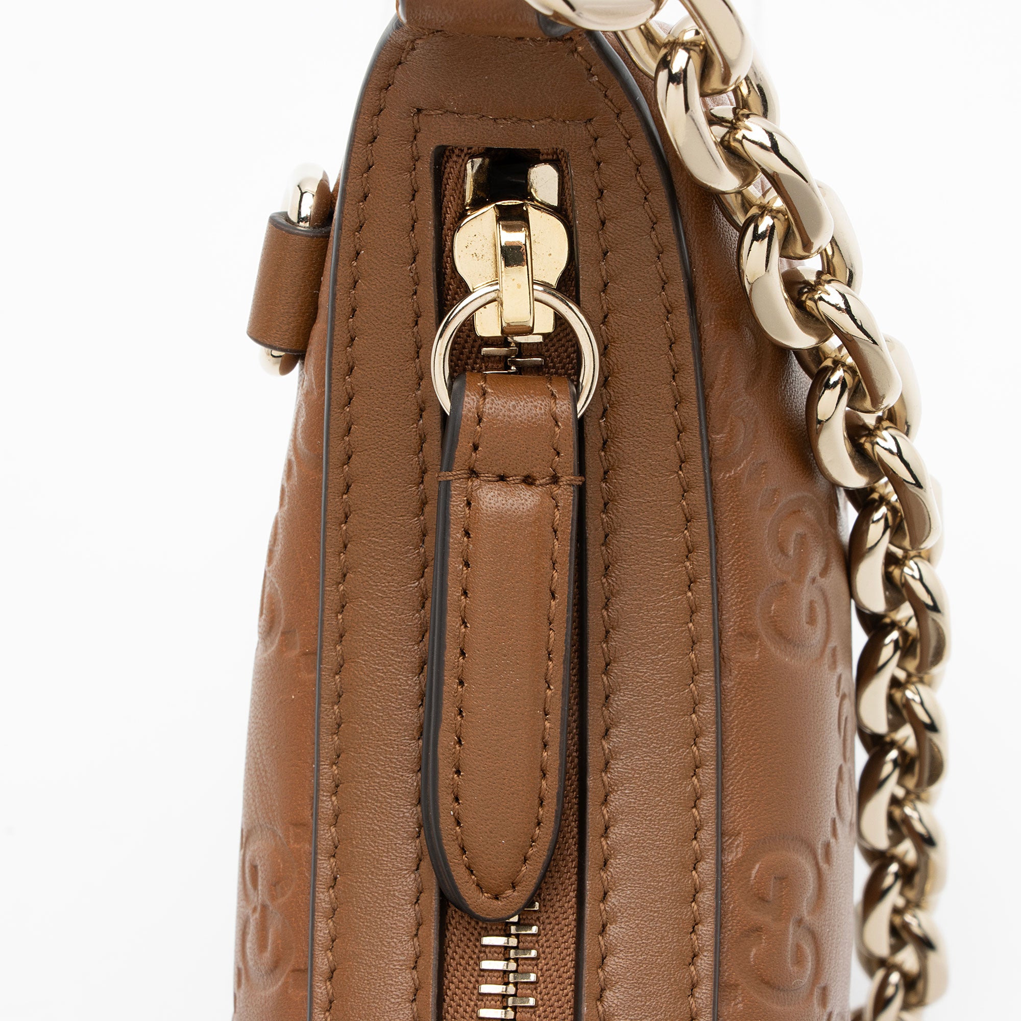 Gucci Embossed GG Leather Emblem Mini Chain Shoulder Bag