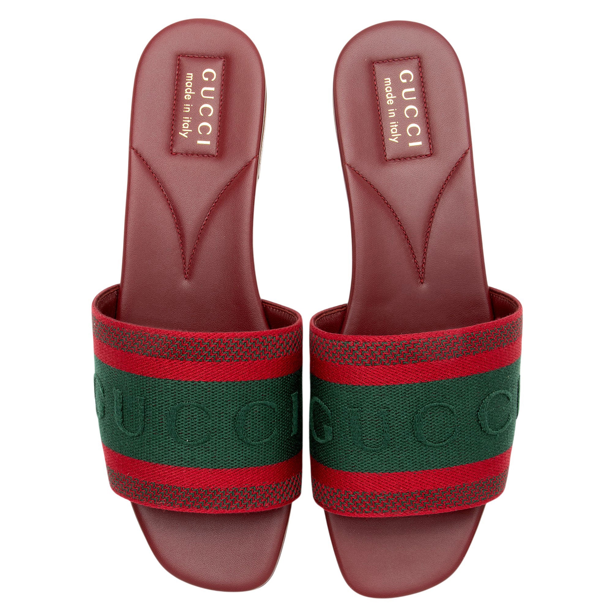 Gucci Embroidered Logo Web Slide Sandals - Size 9 / 39