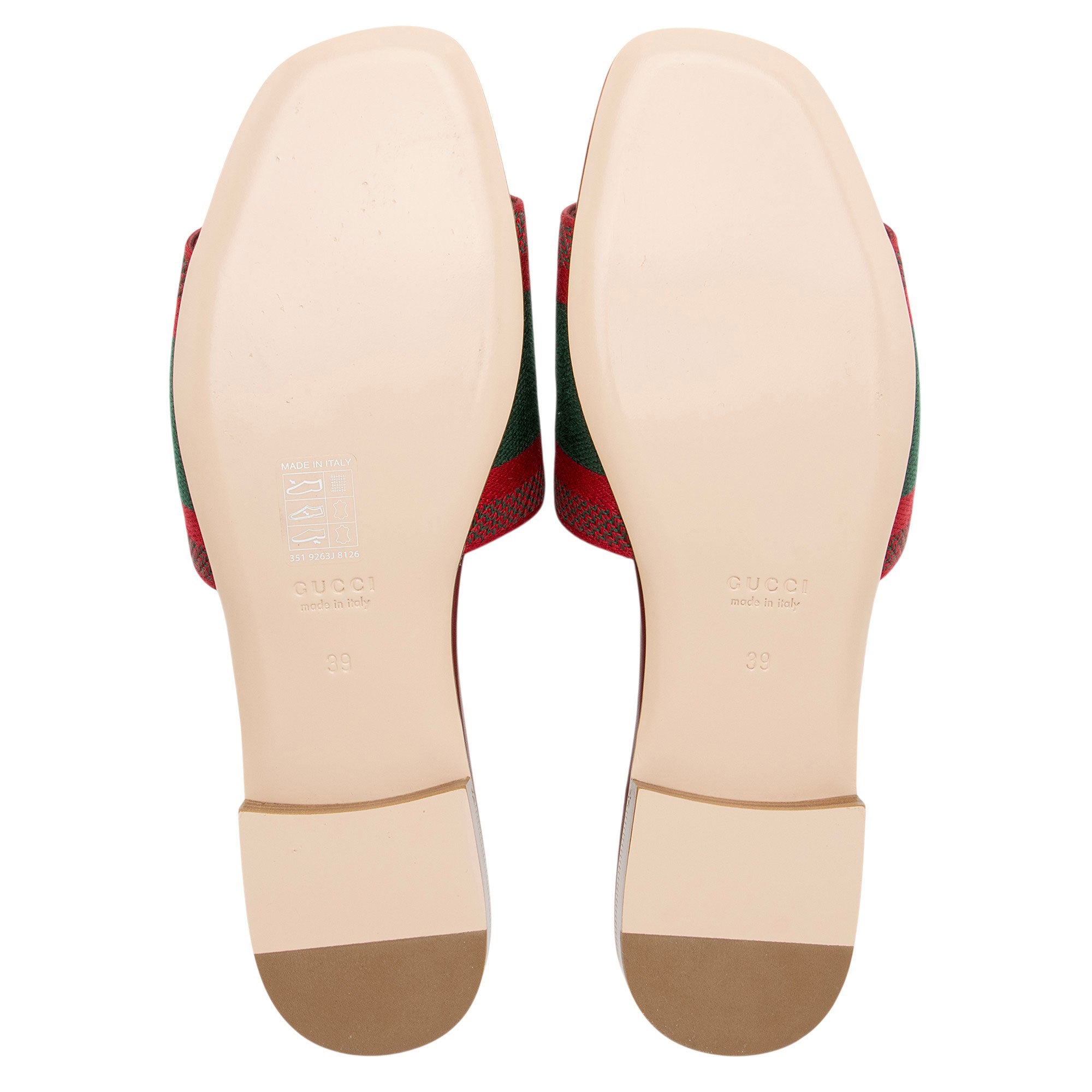 Gucci Embroidered Logo Web Slide Sandals - Size 9 / 39