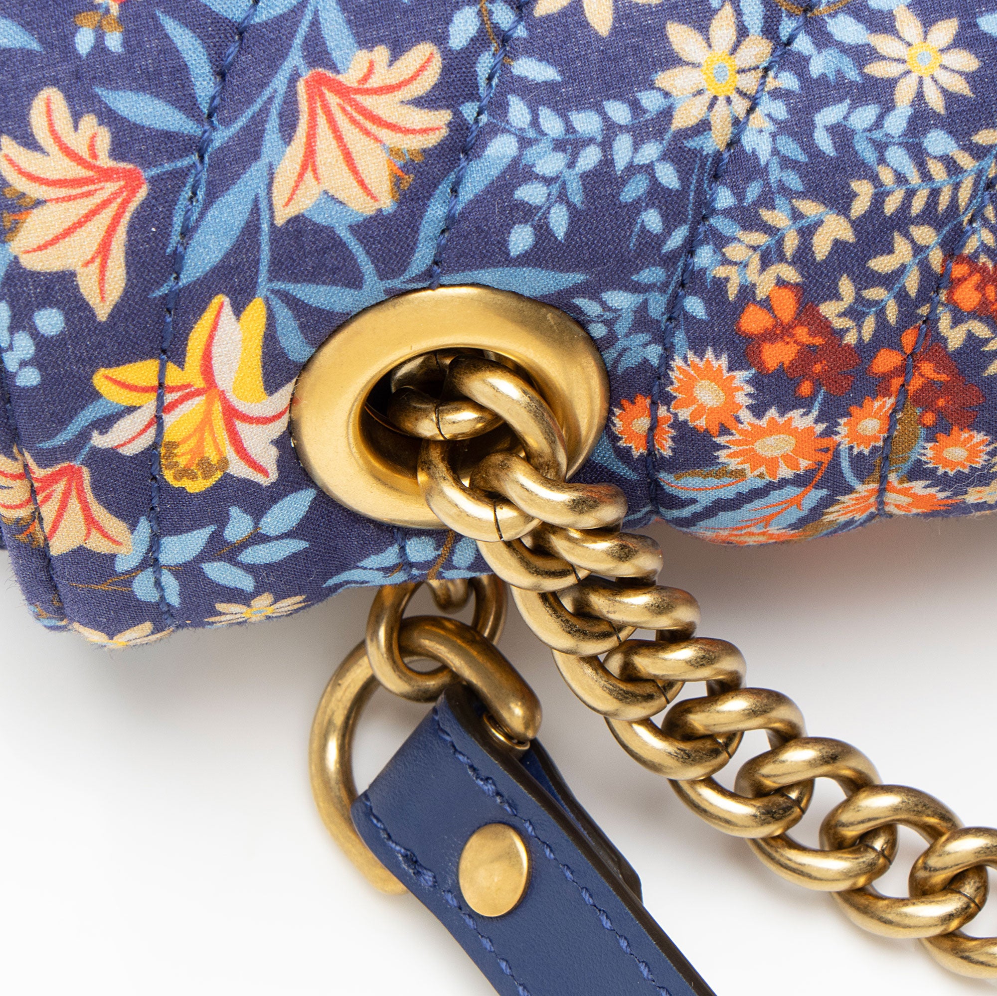 Gucci Floral Matelasse Cotton GG Marmont Small Flap Bag