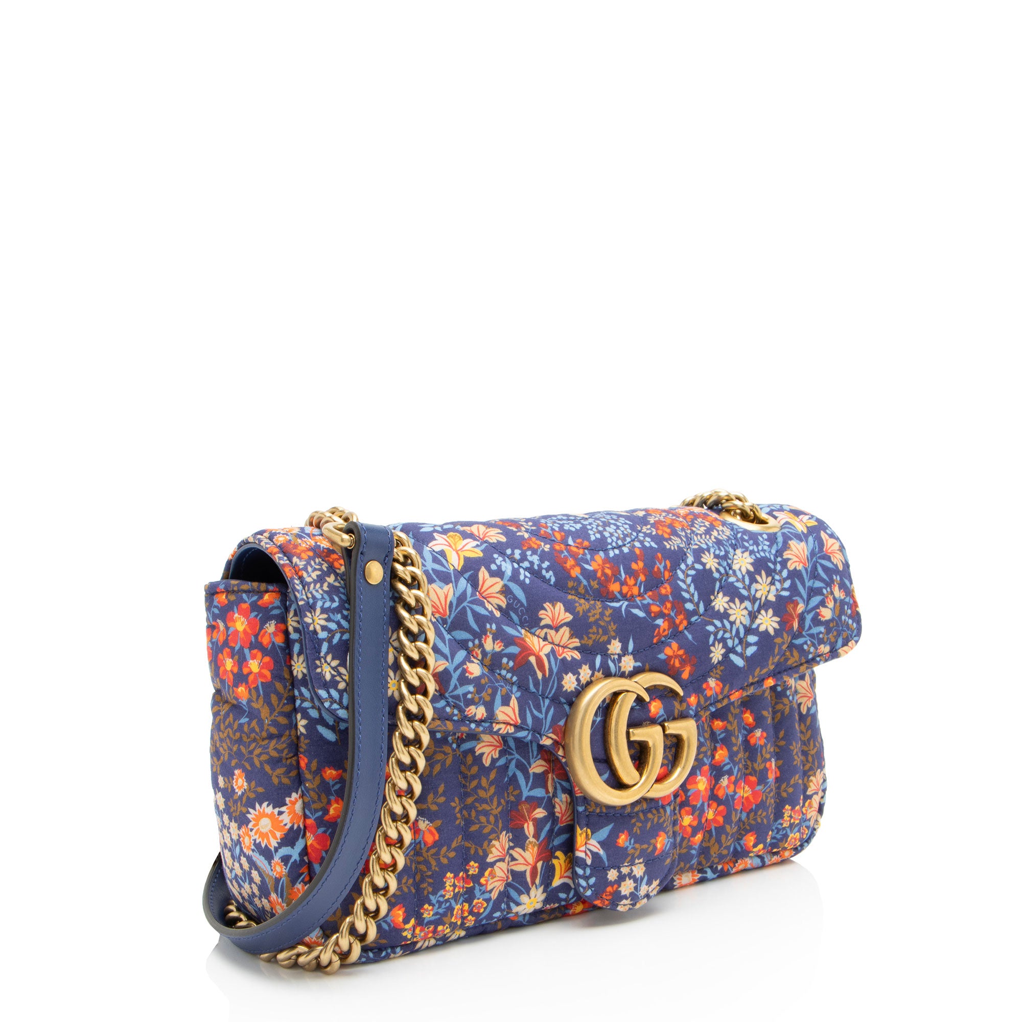 Gucci Floral Matelasse Cotton GG Marmont Small Flap Bag