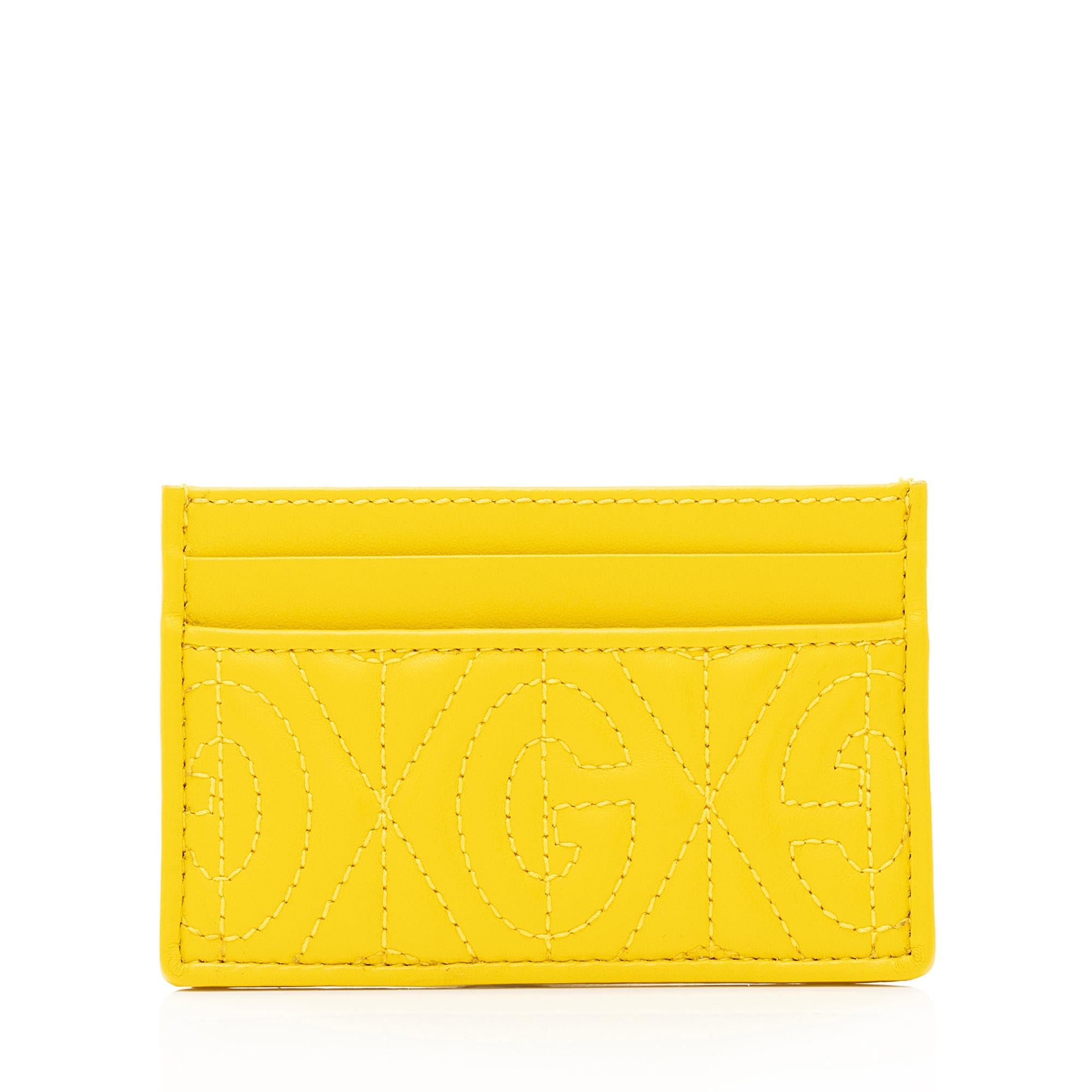 Gucci G Rhombus Quilted Leather Card Case (SHF-23858)