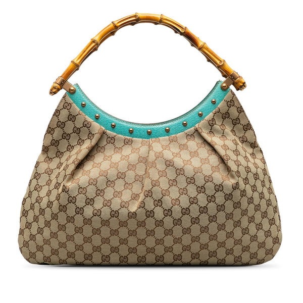 Gucci GG Canvas Bamboo Studded Handbag (SHG-7VMhOz)