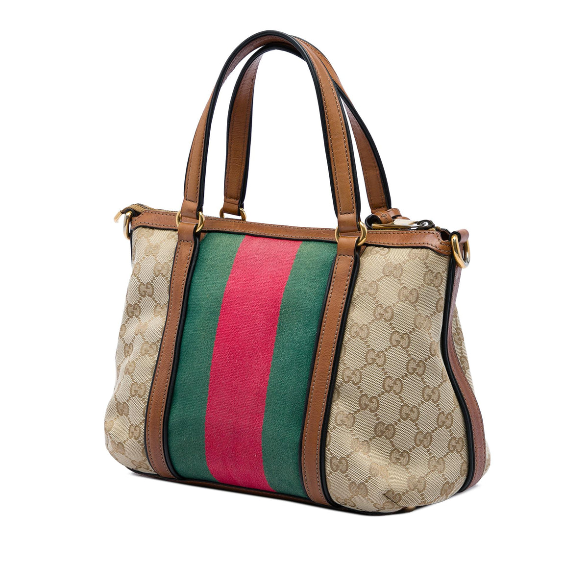 Gucci GG Canvas Bamboo Tassel Web Satchel