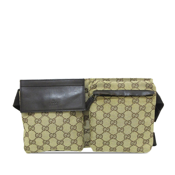 Gucci GG Canvas Double Pocket Belt Bag (SHG-YKH3IL)
