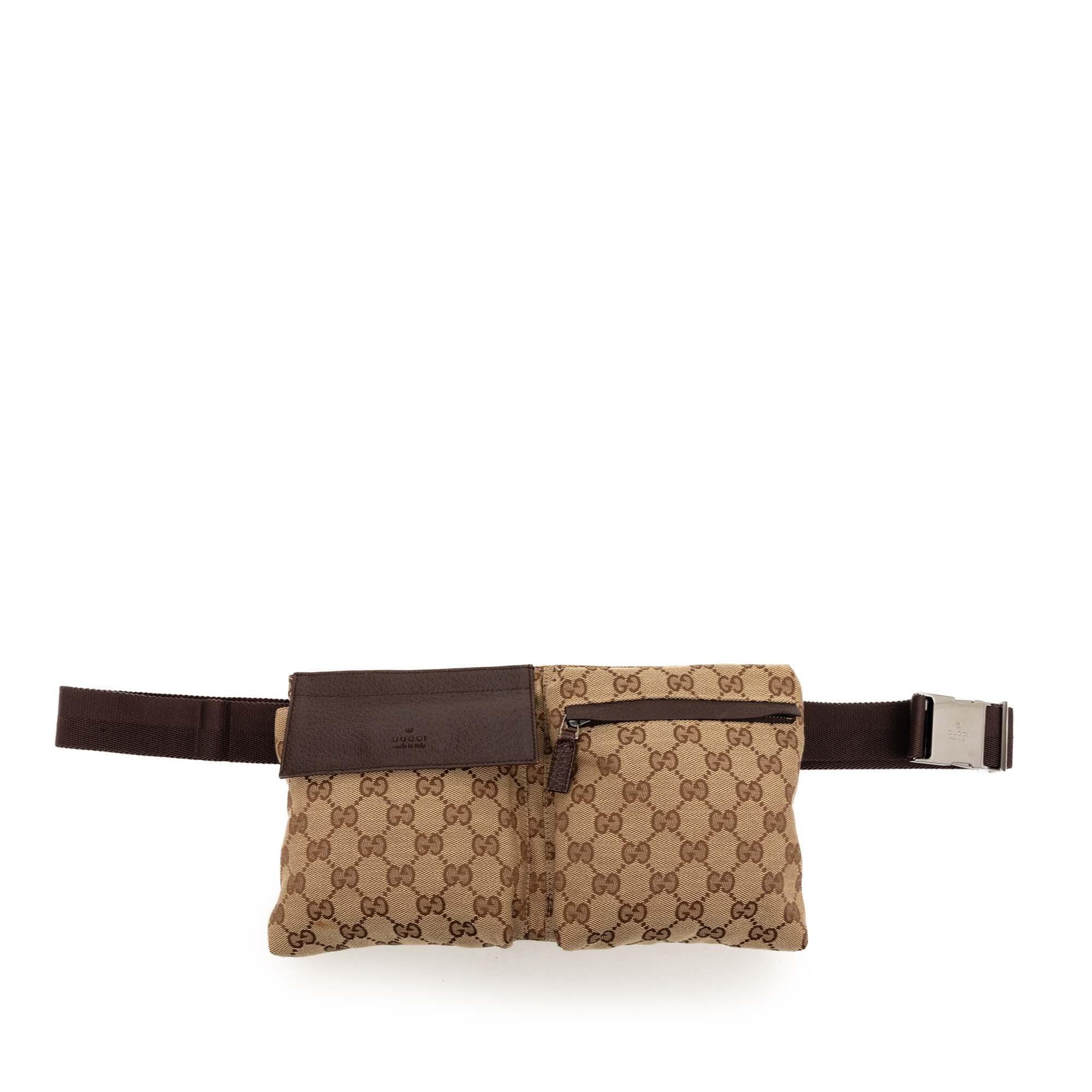 Gucci GG Canvas Double Pocket Belt Bag