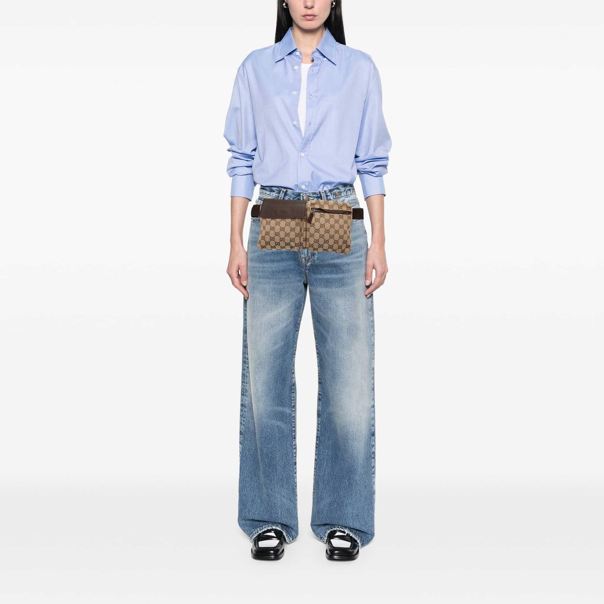 Gucci GG Canvas Double Pocket Belt Bag