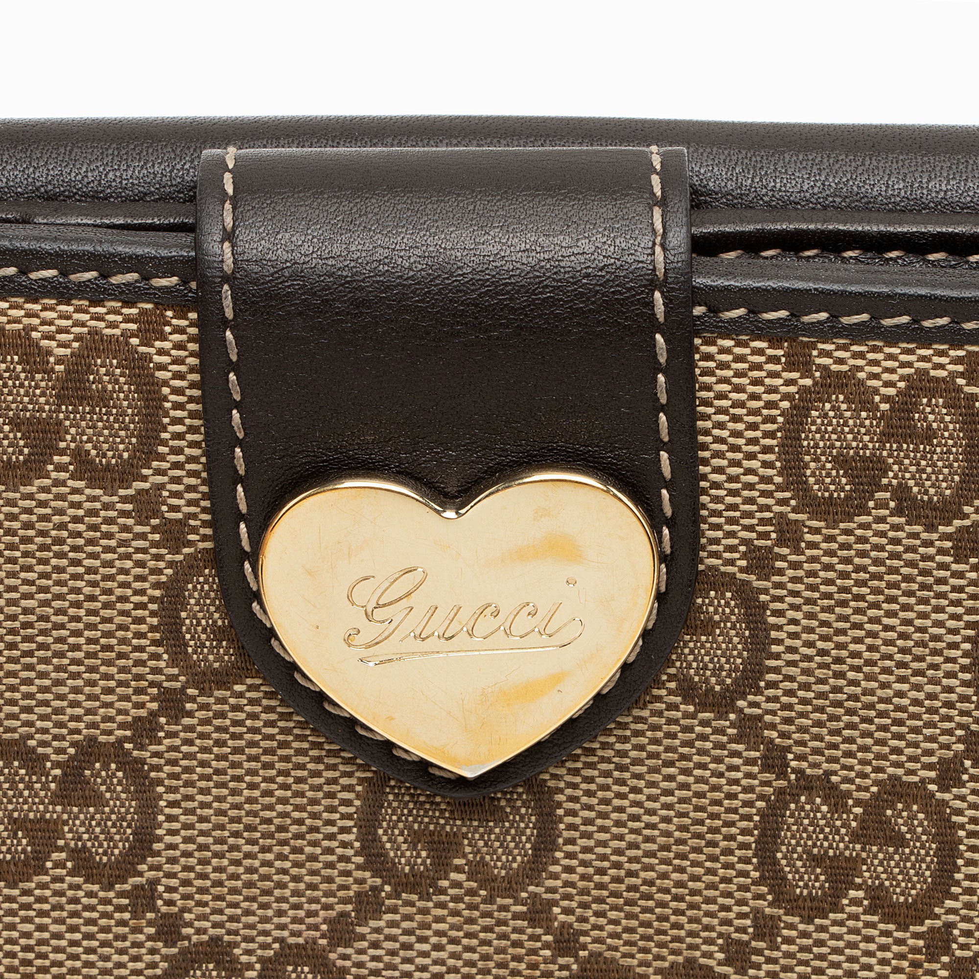 Gucci GG Canvas Heart Script Continental Wallet